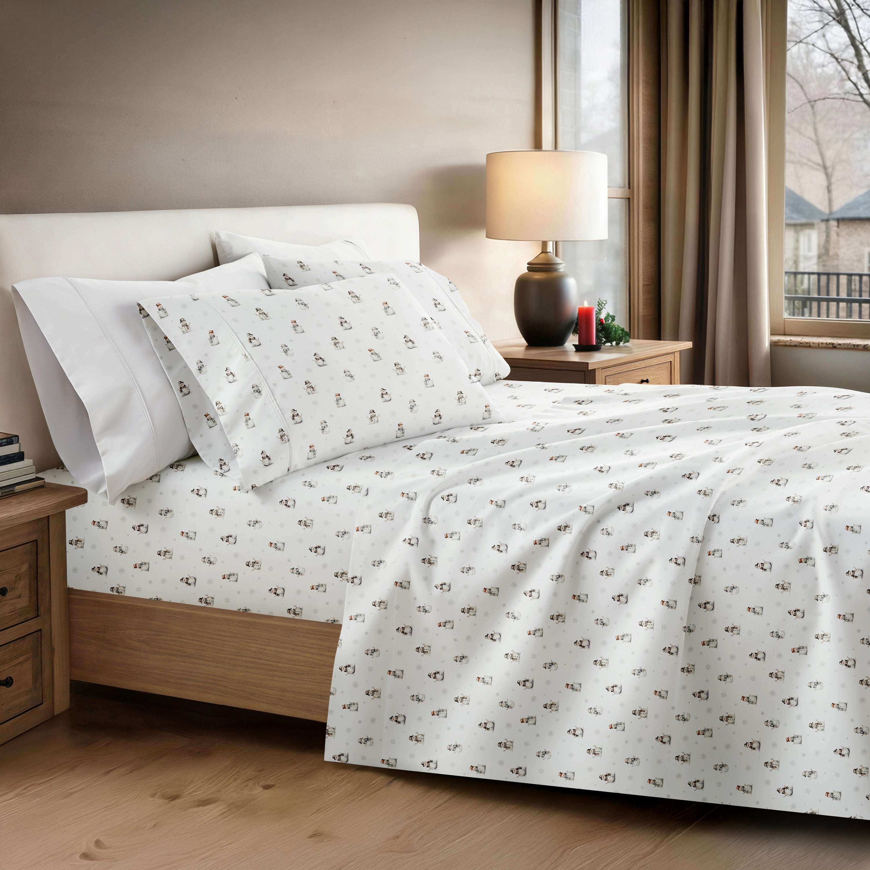 Vintage Snowman 4-Piece Patterned Sheet Set