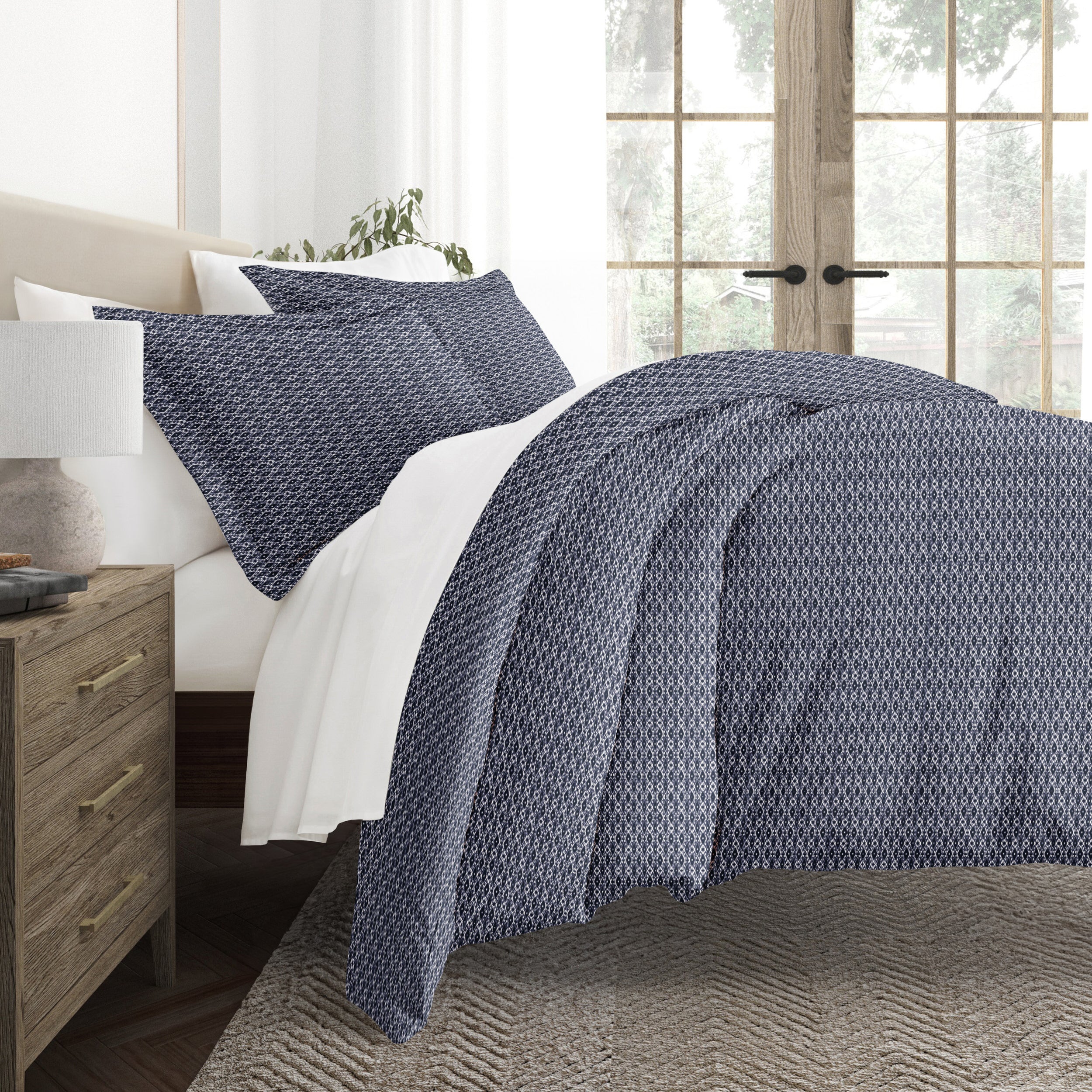 Blue Diamond Patterned Duvet Cover Set