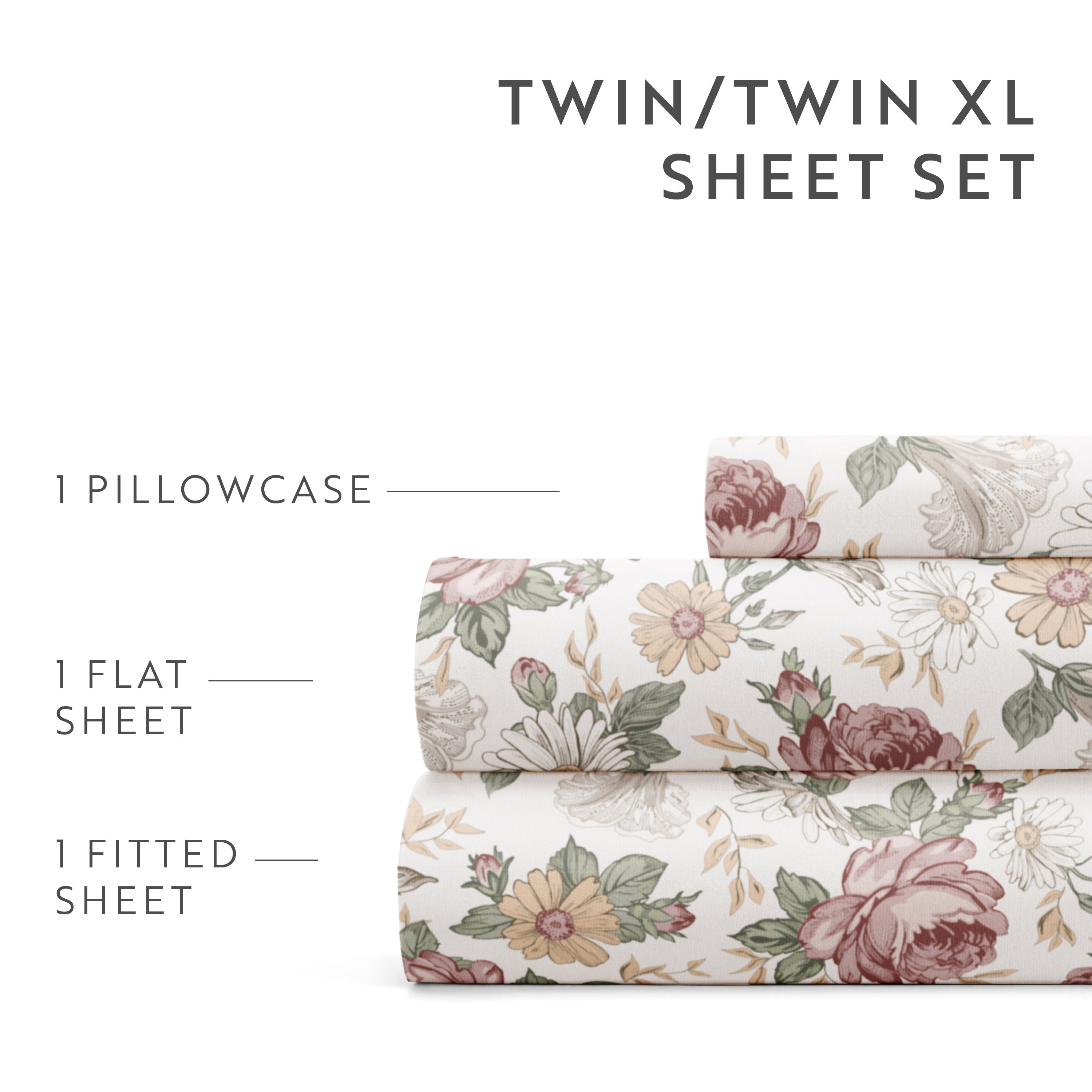 Blooming Floral 4-Piece Patterned Sheet Set