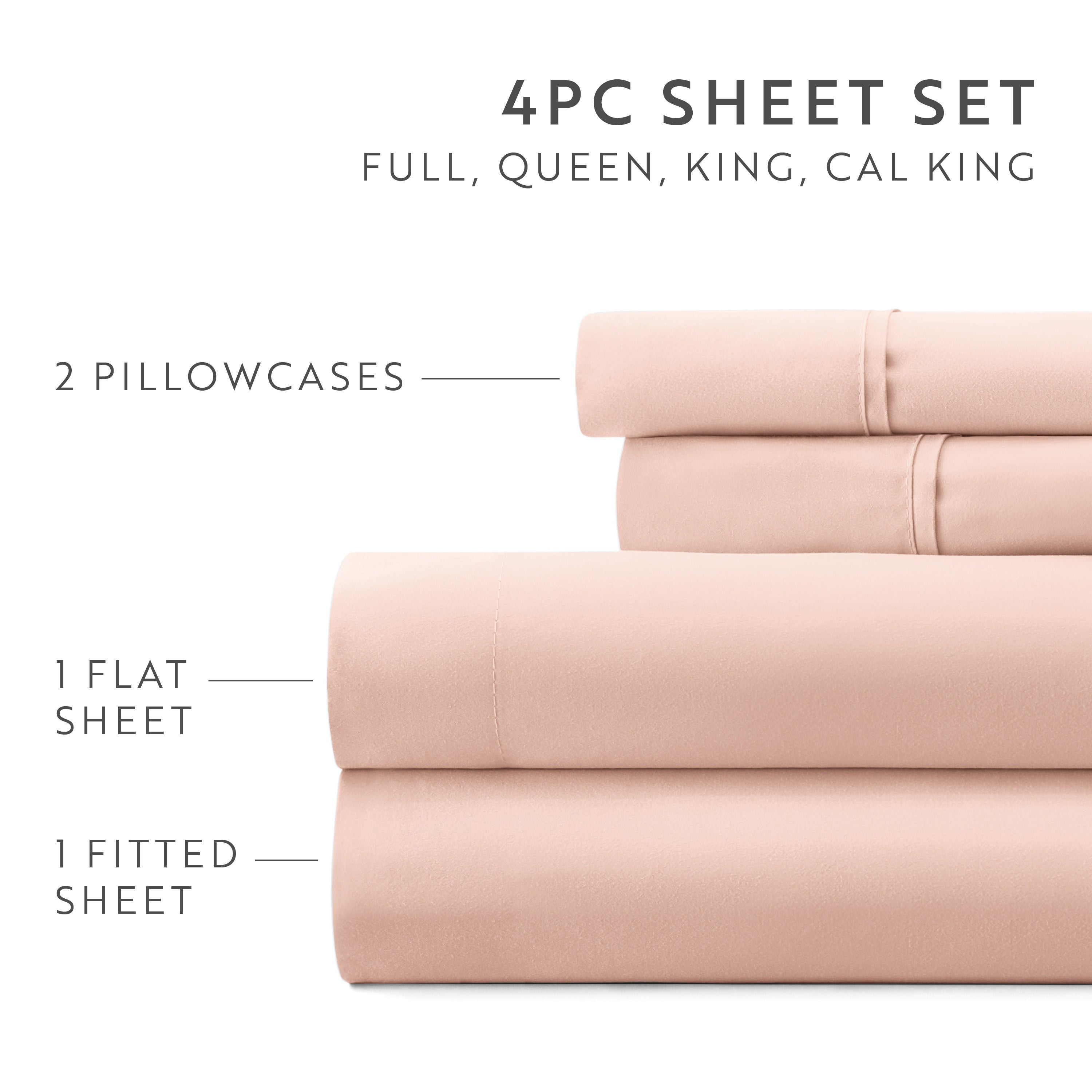 4-Piece Double Brushed Solid Sheet Set