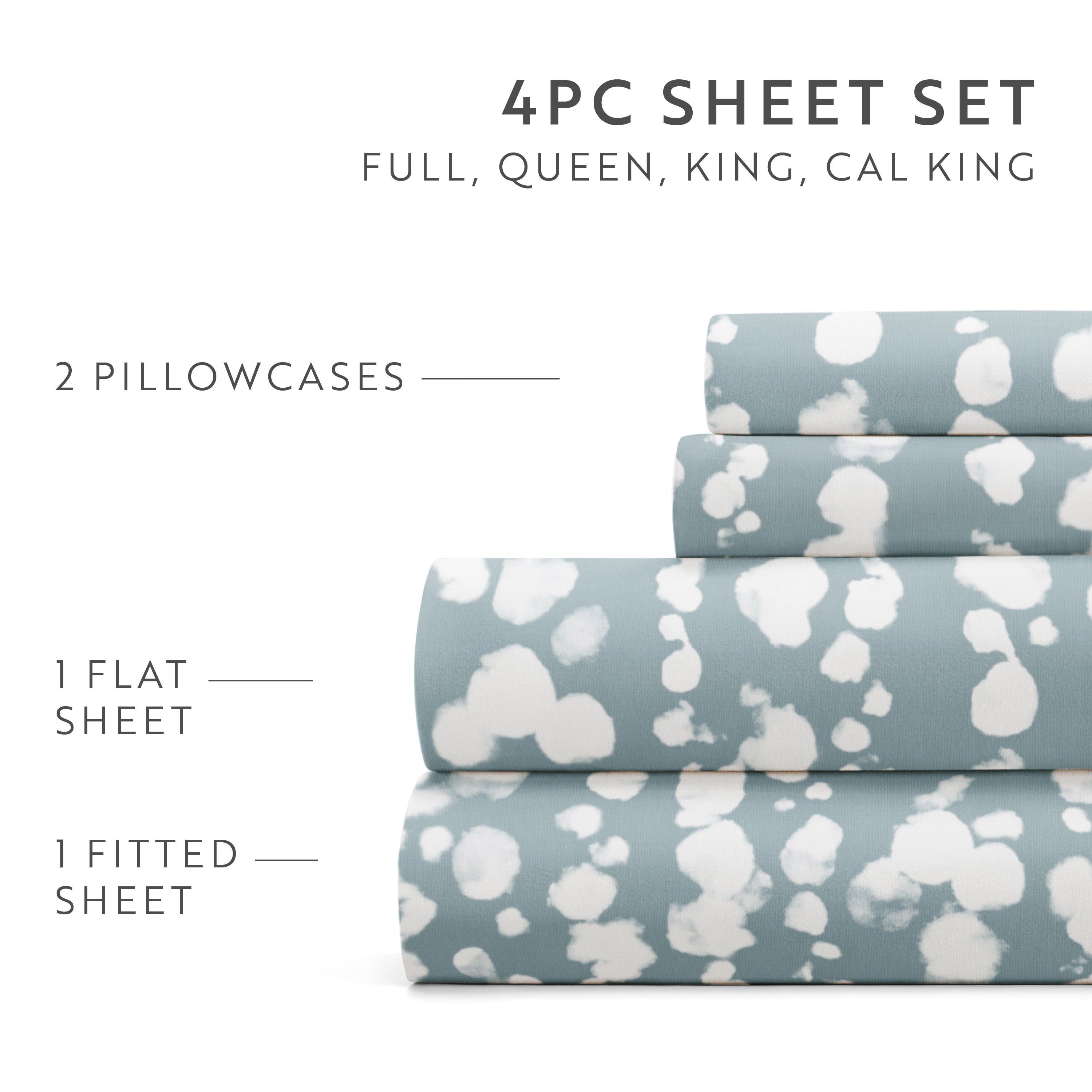 Cloud Burst 4-Piece Patterned Sheet Set