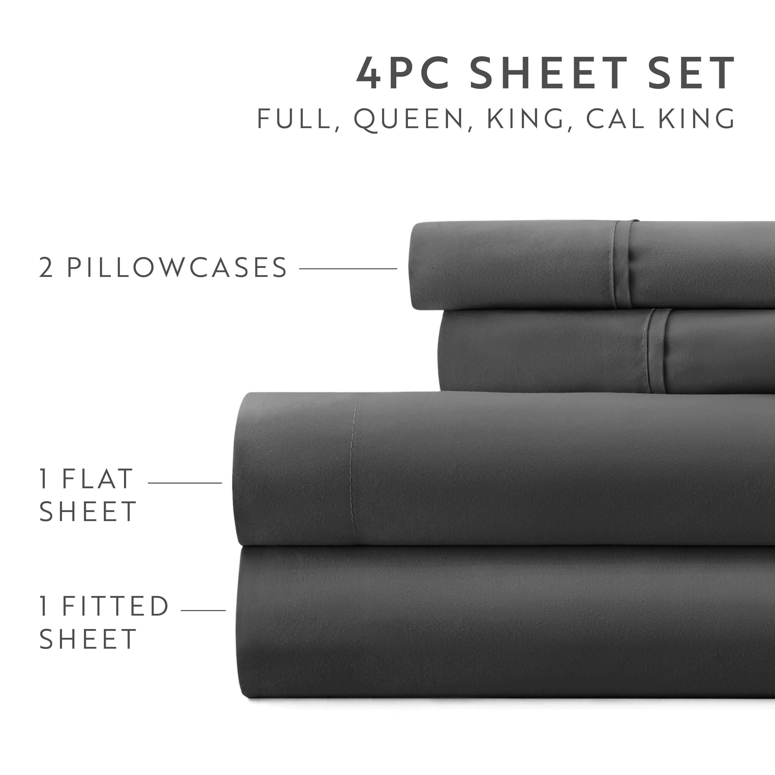 4-Piece Double Brushed Solid Sheet Set