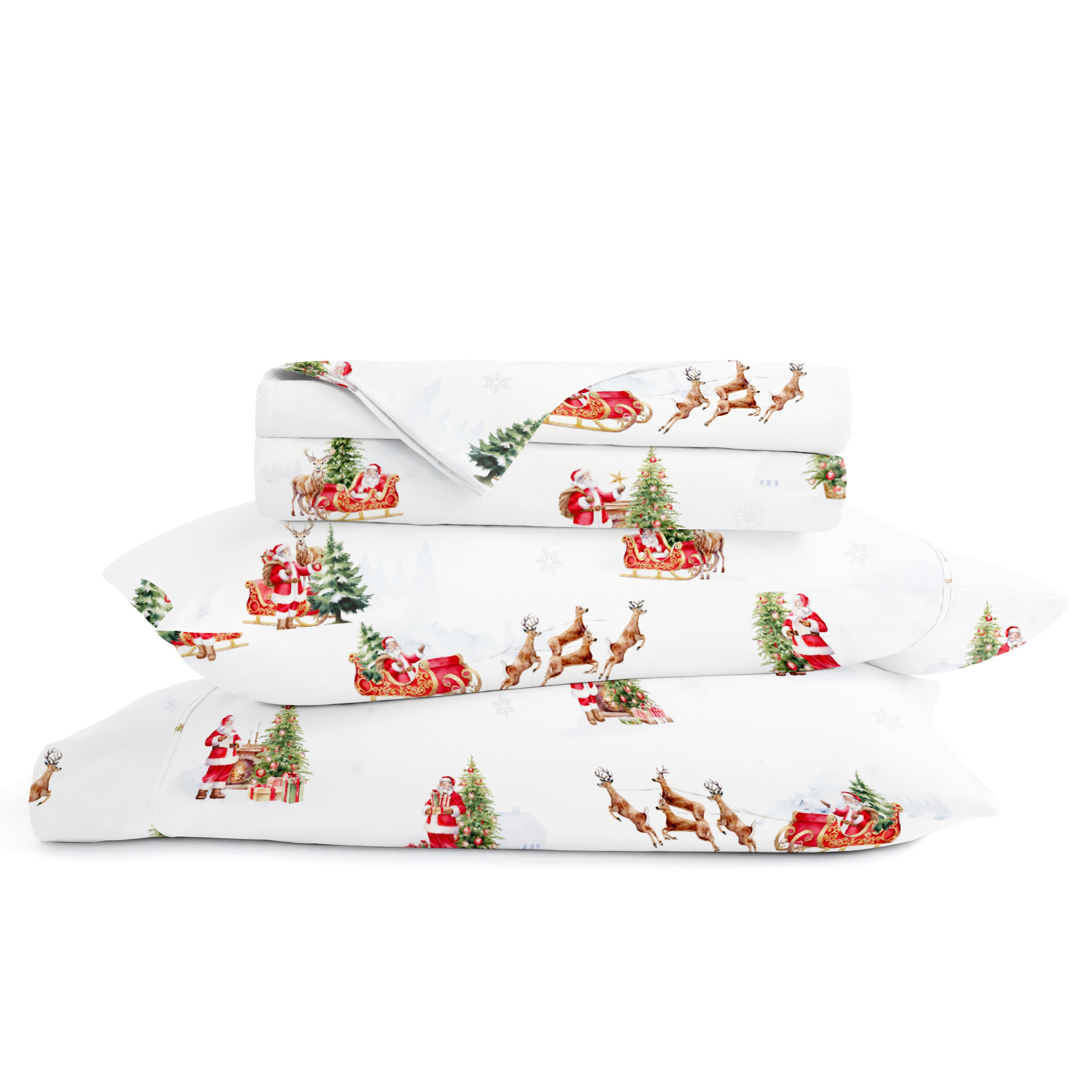 Nostalgic Santa 4-Piece Patterned Sheet Set