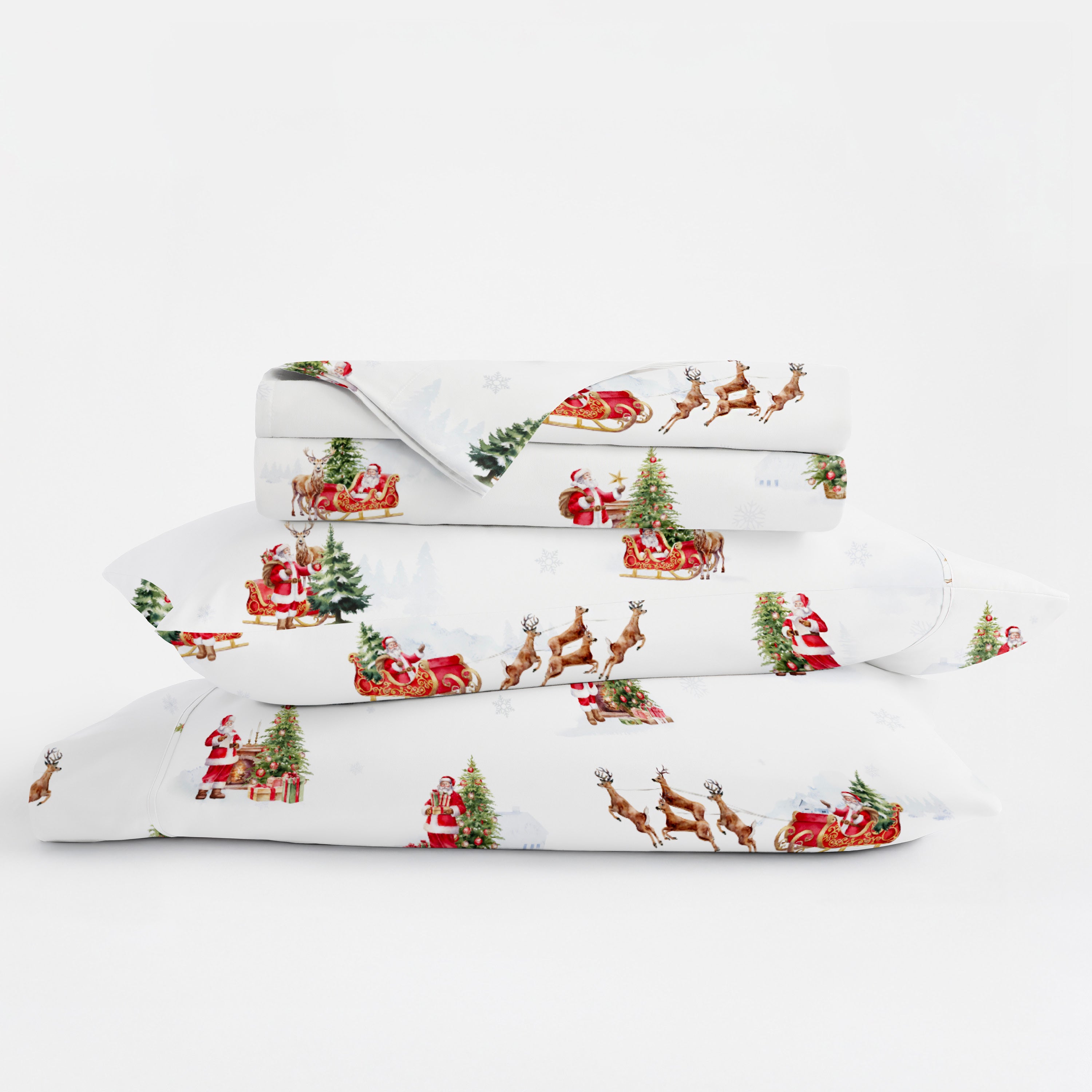Nostalgic Santa 4-Piece Patterned Sheet Set