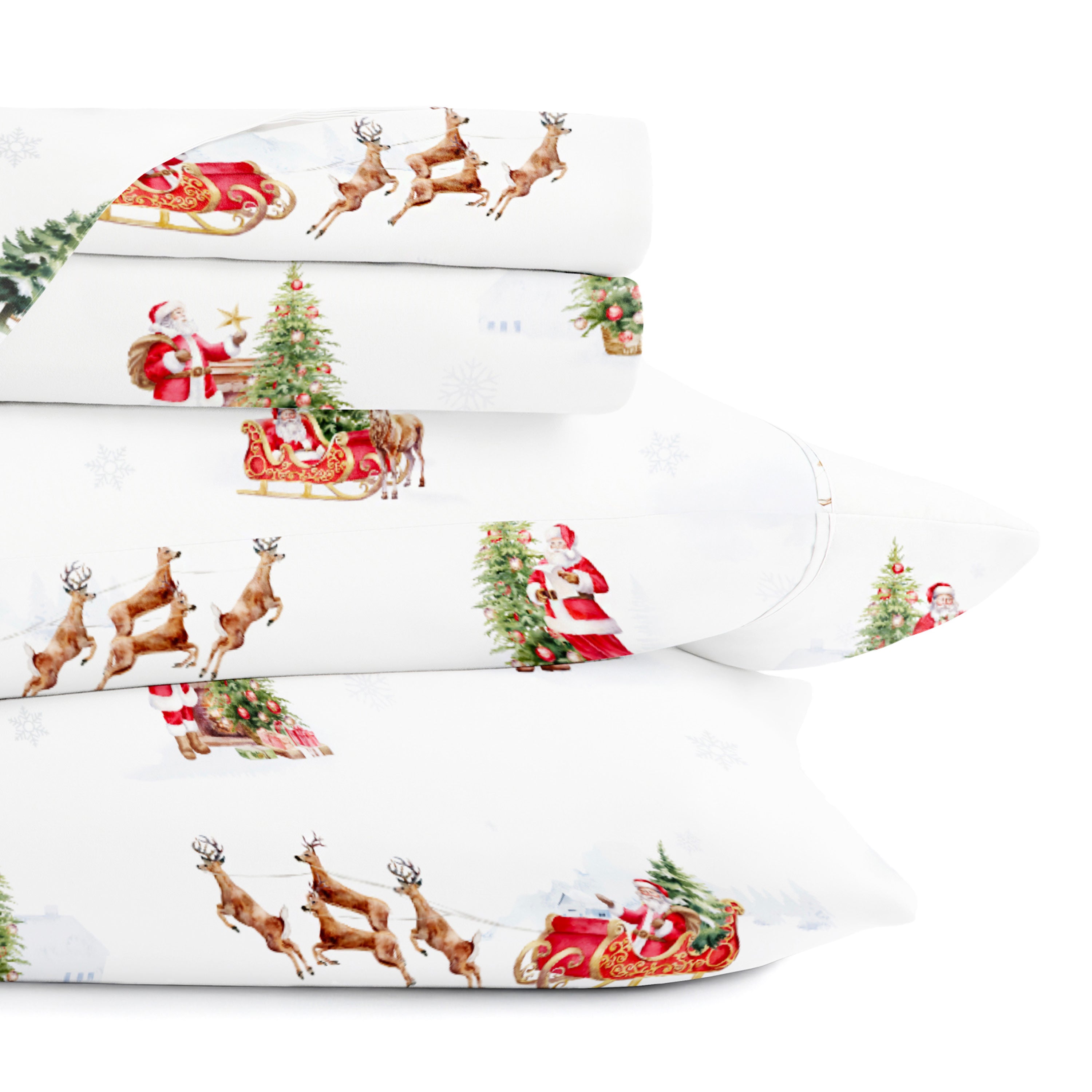 Nostalgic Santa 4-Piece Patterned Sheet Set