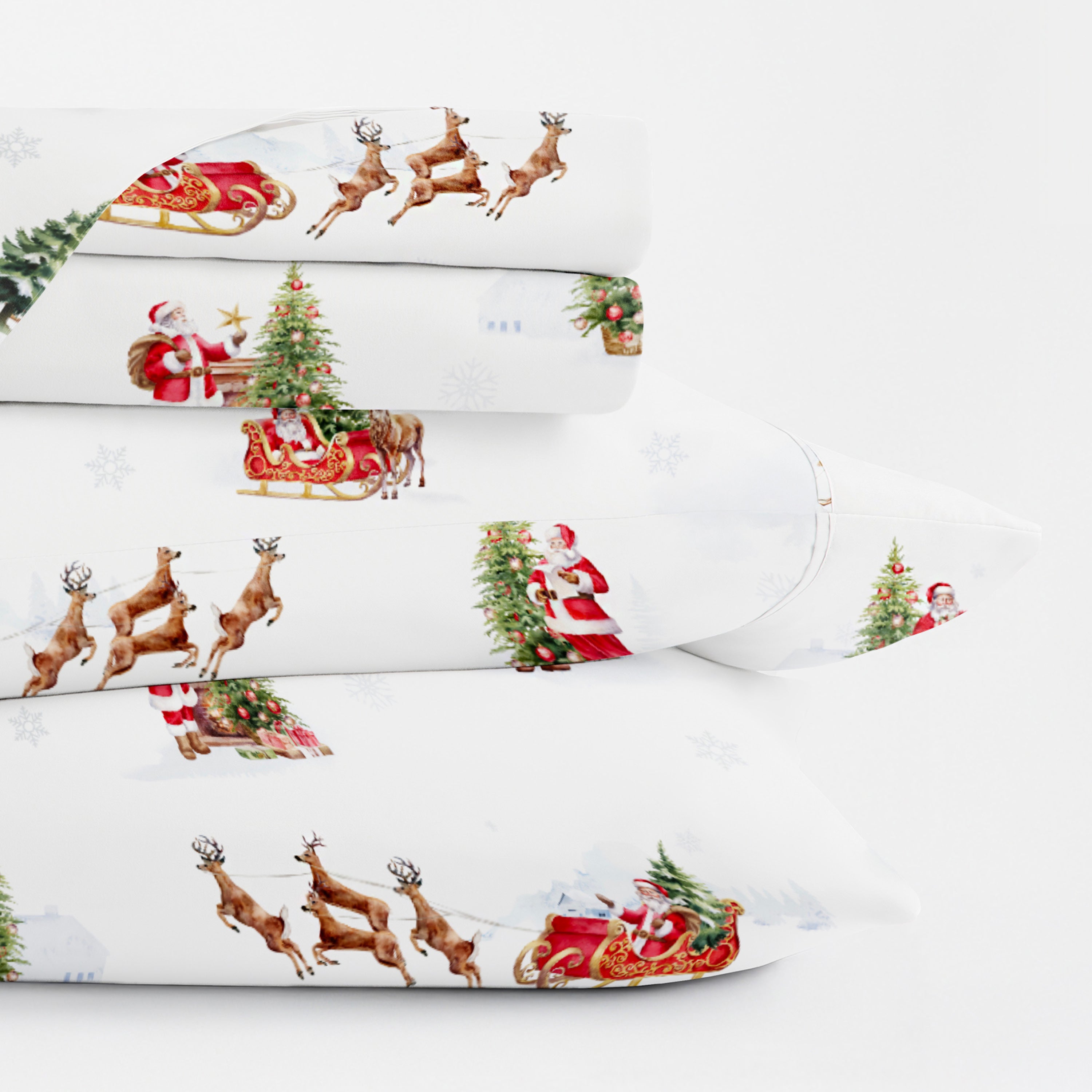 Nostalgic Santa 4-Piece Patterned Sheet Set