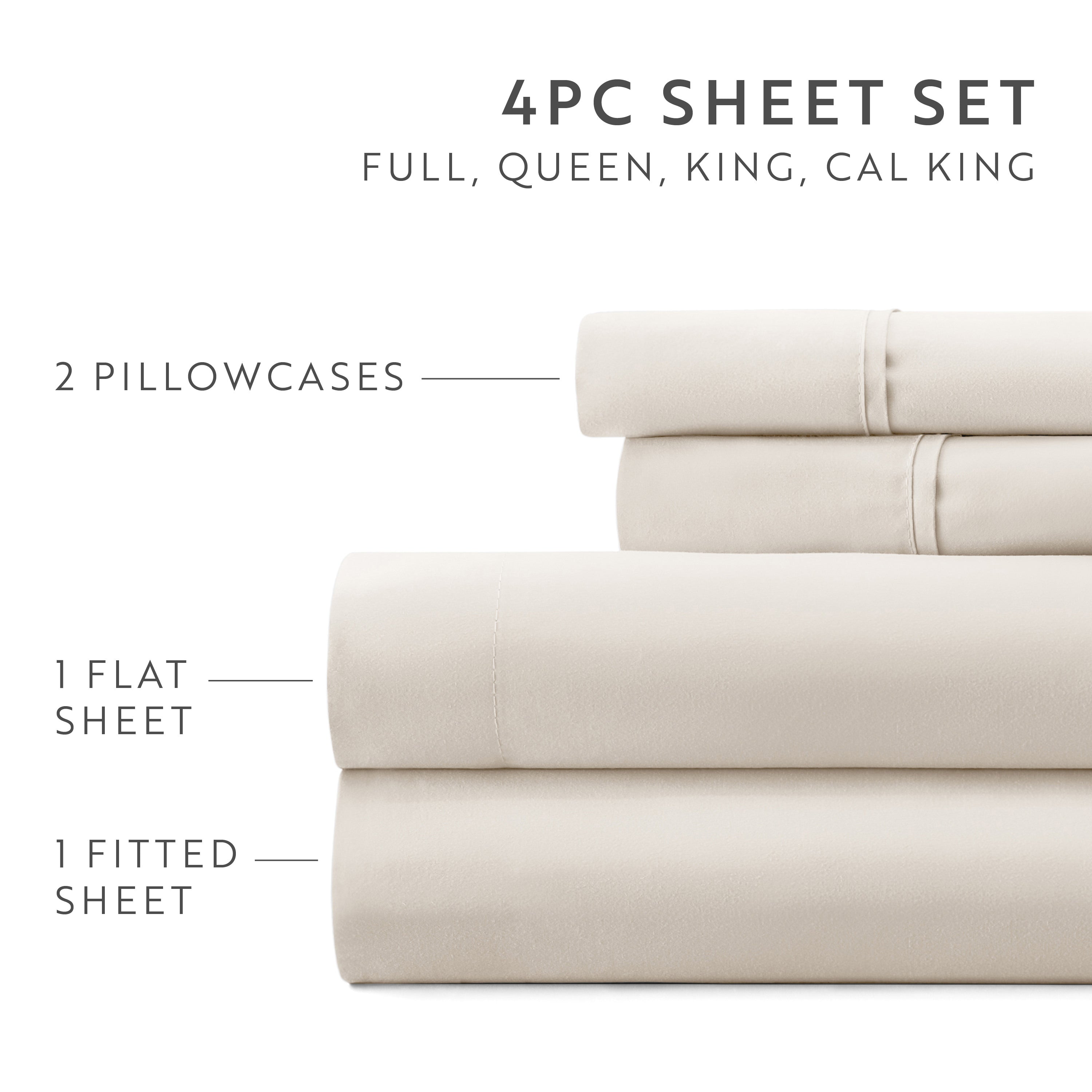 4-Piece Double Brushed Solid Sheet Set