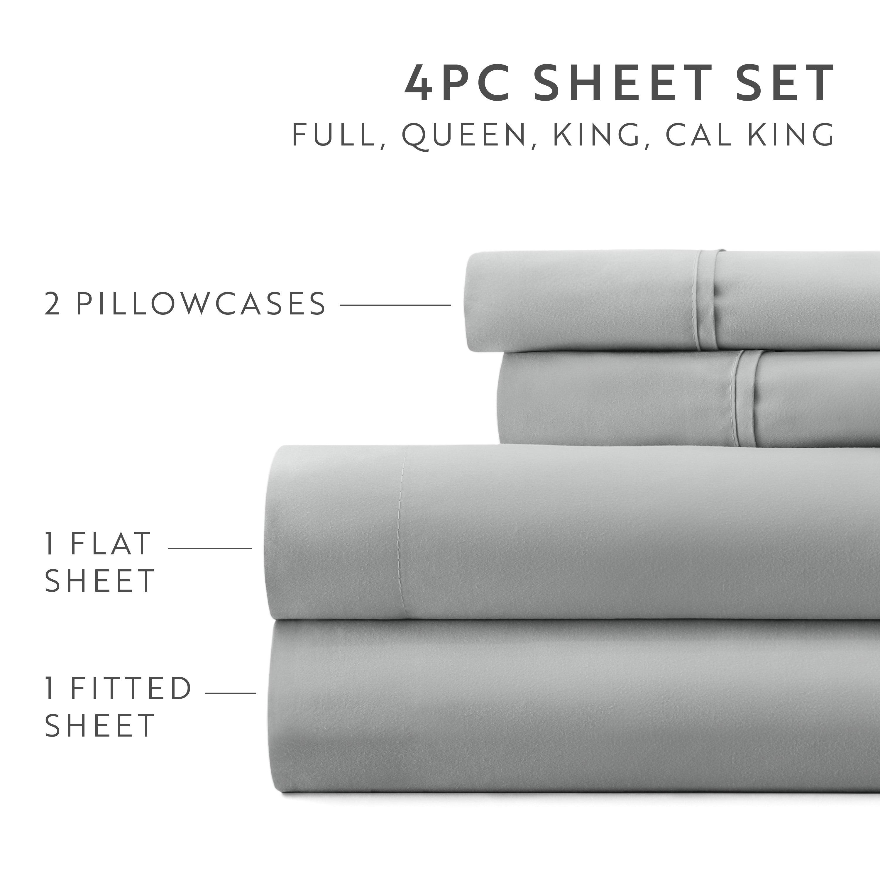 4-Piece Double Brushed Solid Sheet Set
