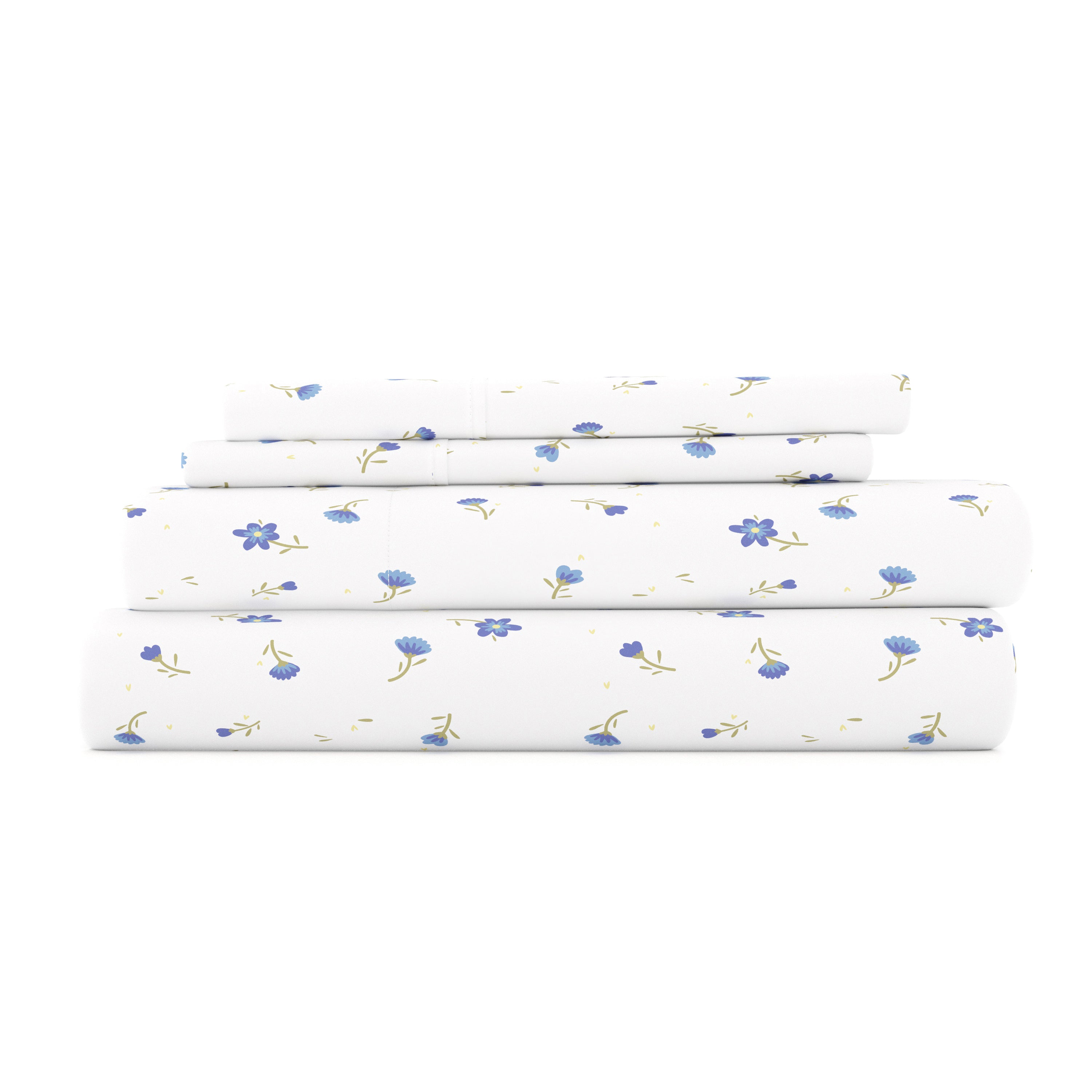 Soft Floral 4-Piece Patterned Sheet Set