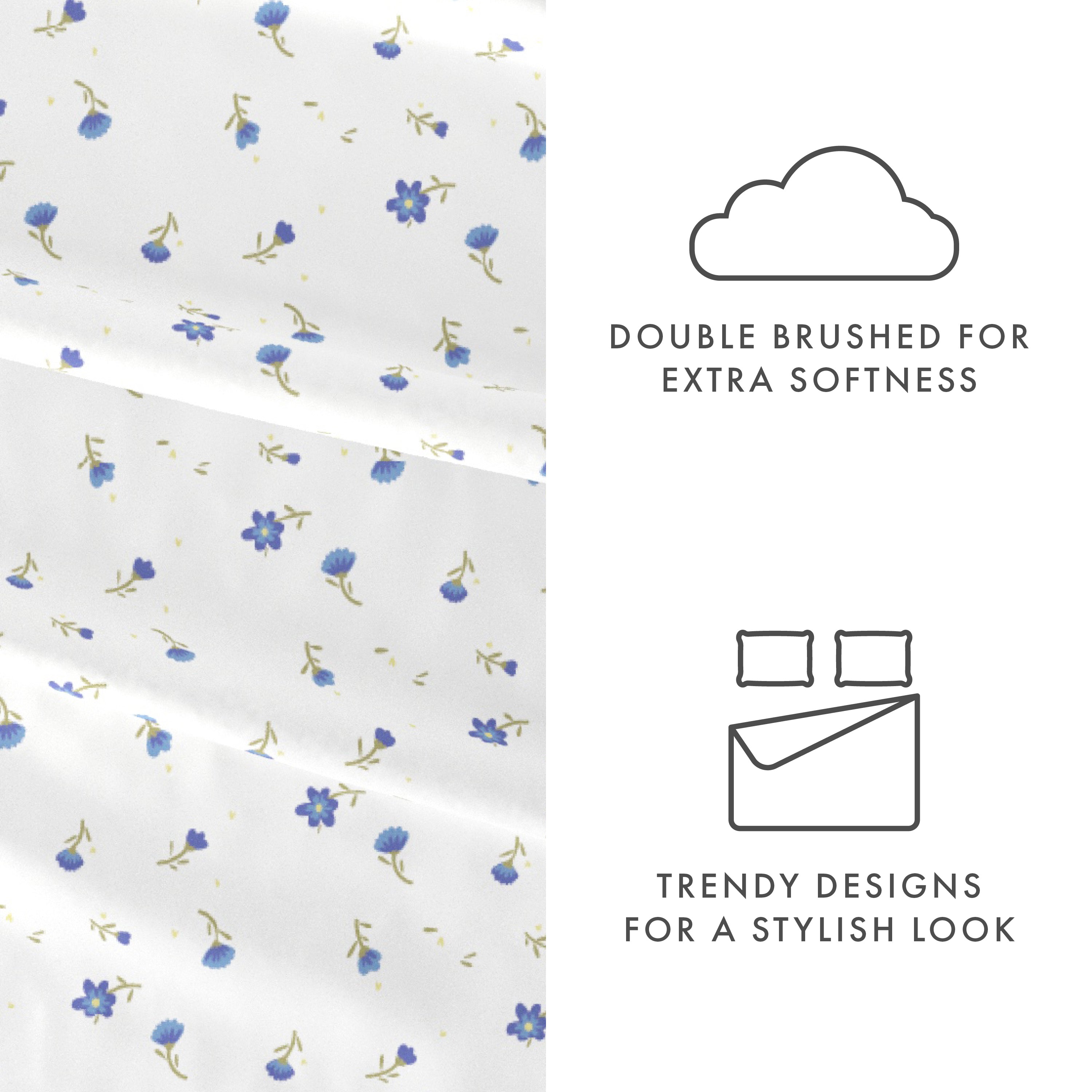 Soft Floral 4-Piece Patterned Sheet Set