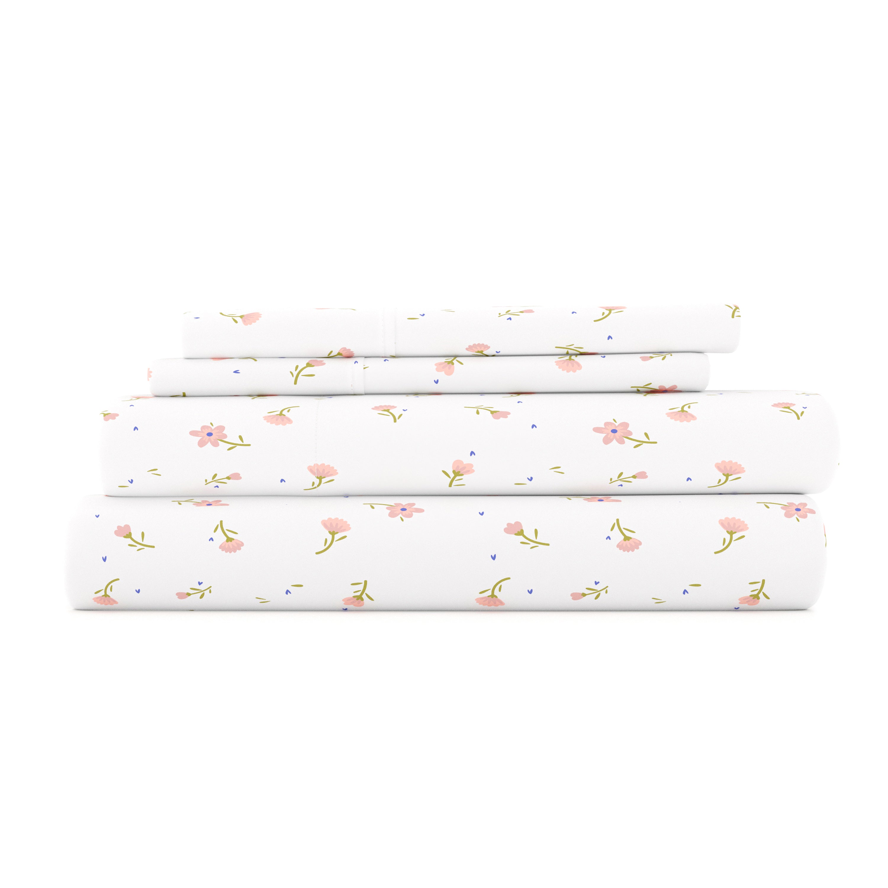 Soft Floral 4-Piece Patterned Sheet Set