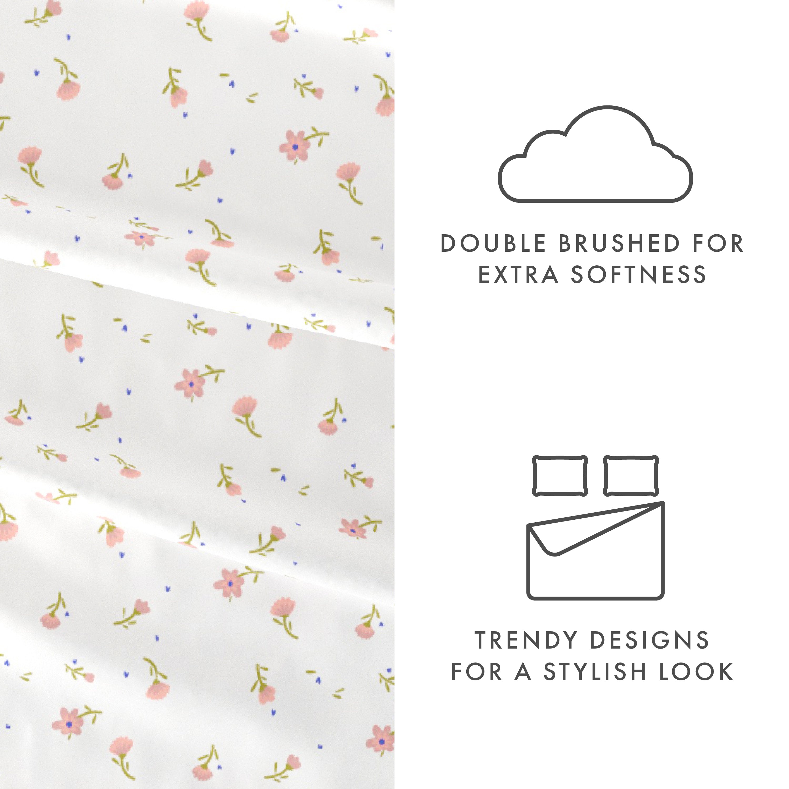 Soft Floral 4-Piece Patterned Sheet Set