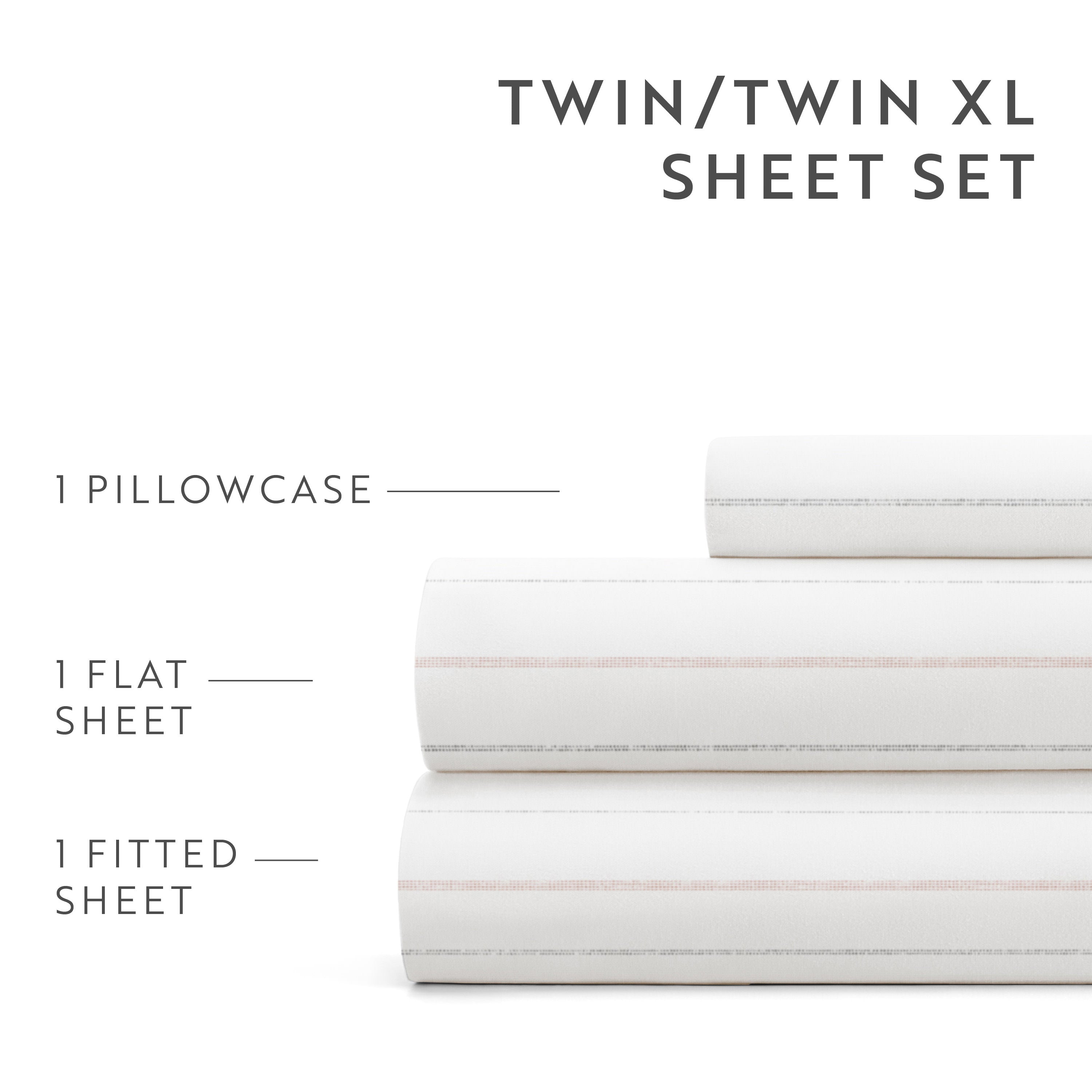 Soft Stitch Stripe 4-Piece Patterned Sheet Set