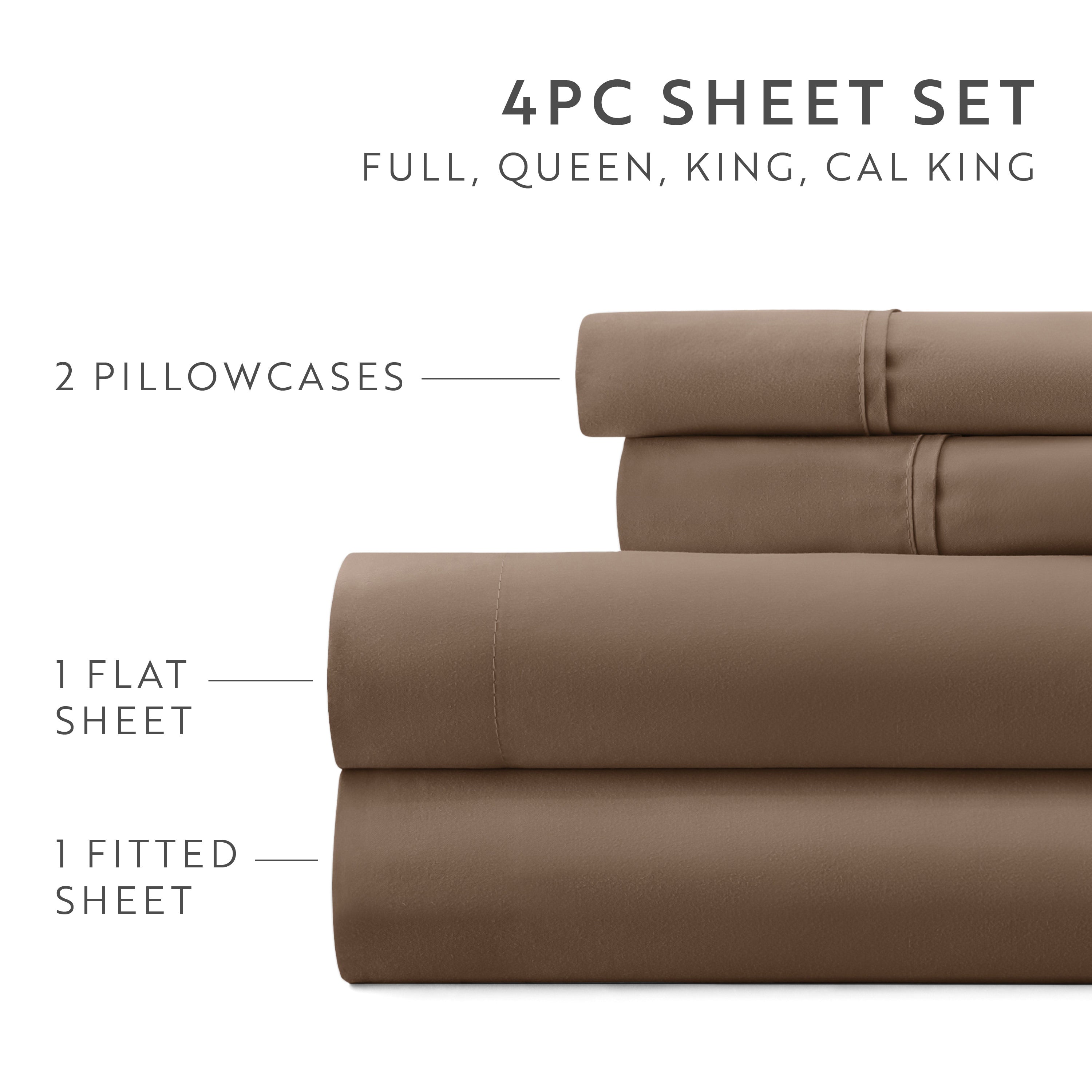 4-Piece Double Brushed Solid Sheet Set