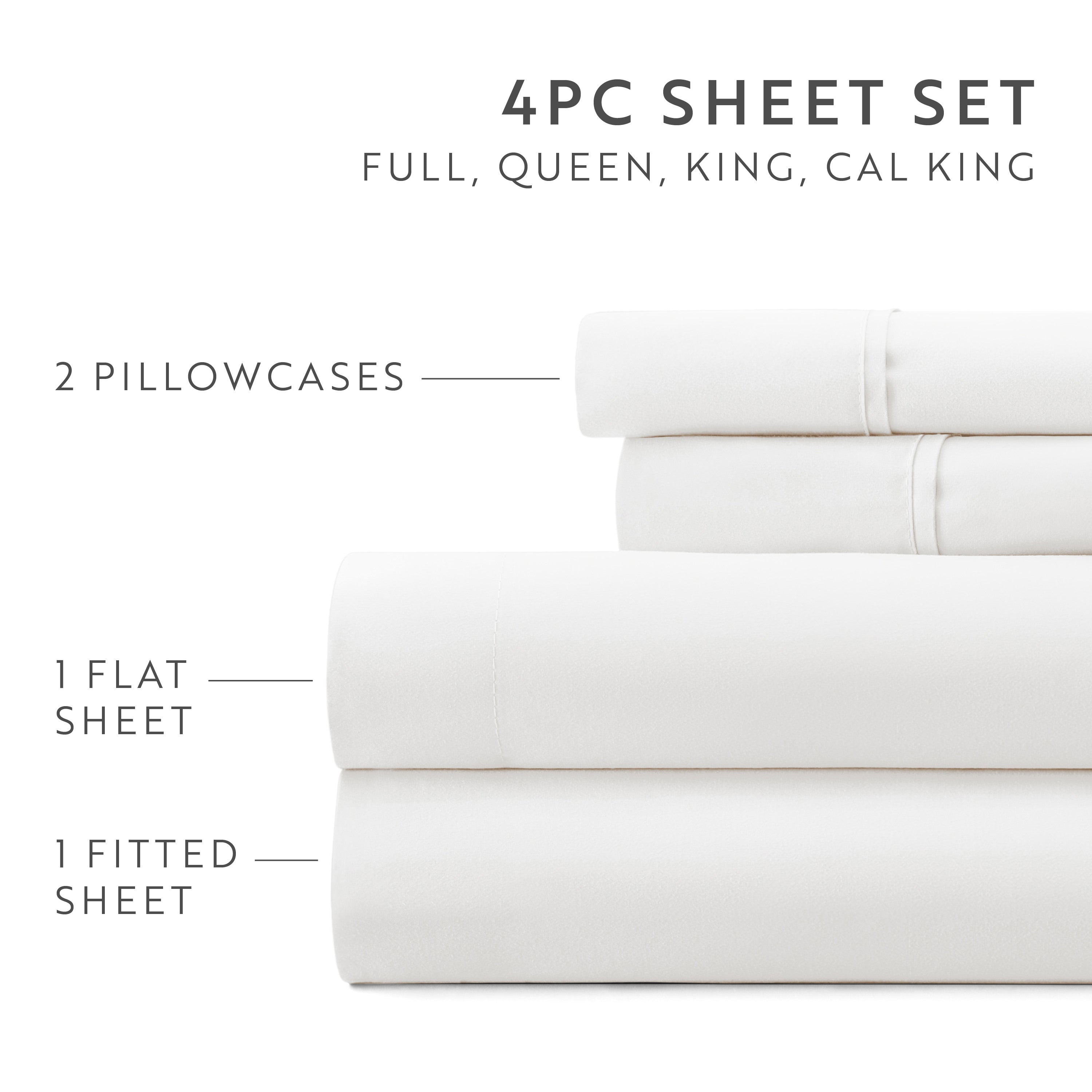 4-Piece Double Brushed Solid Sheet Set