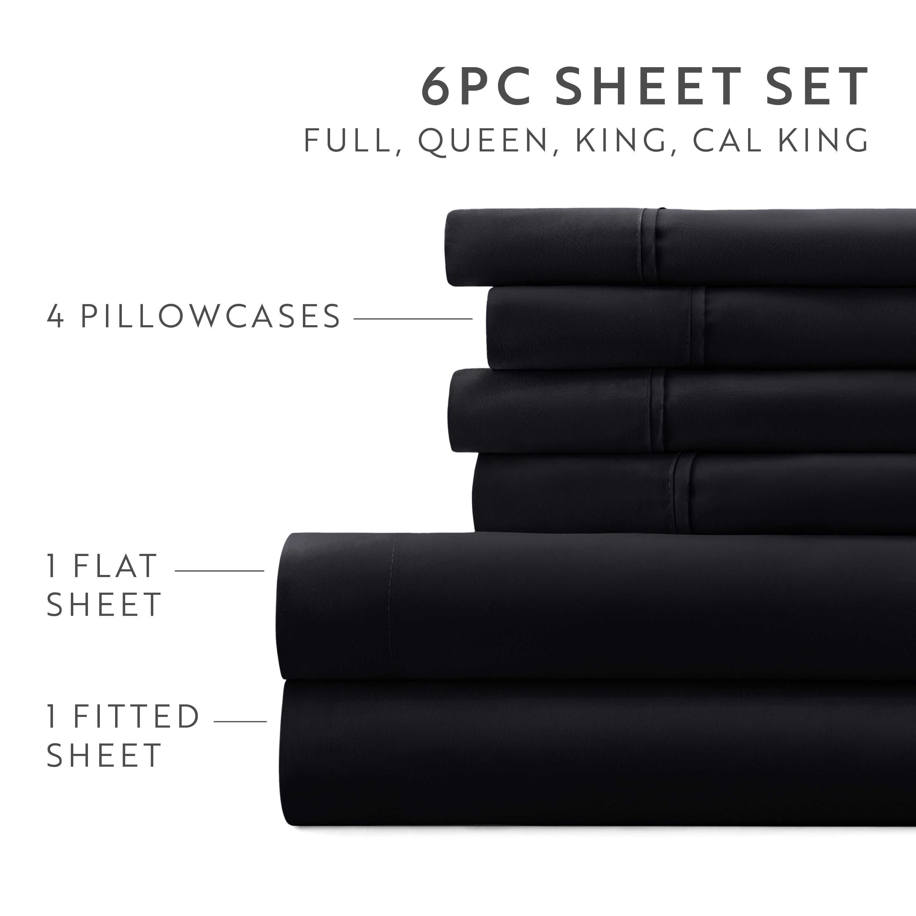 6-Piece Double Brushed Solid Sheet Set
