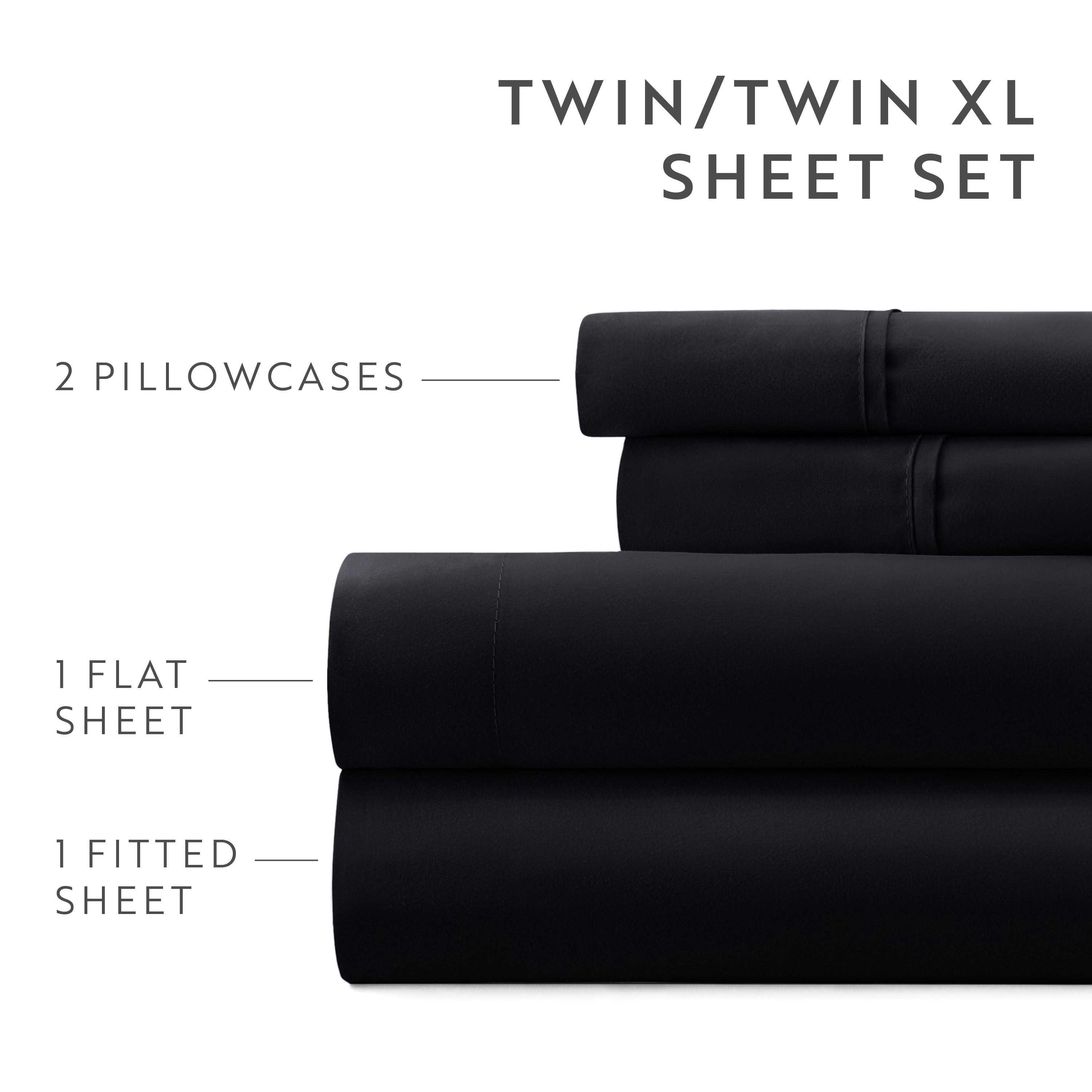 6-Piece Double Brushed Solid Sheet Set