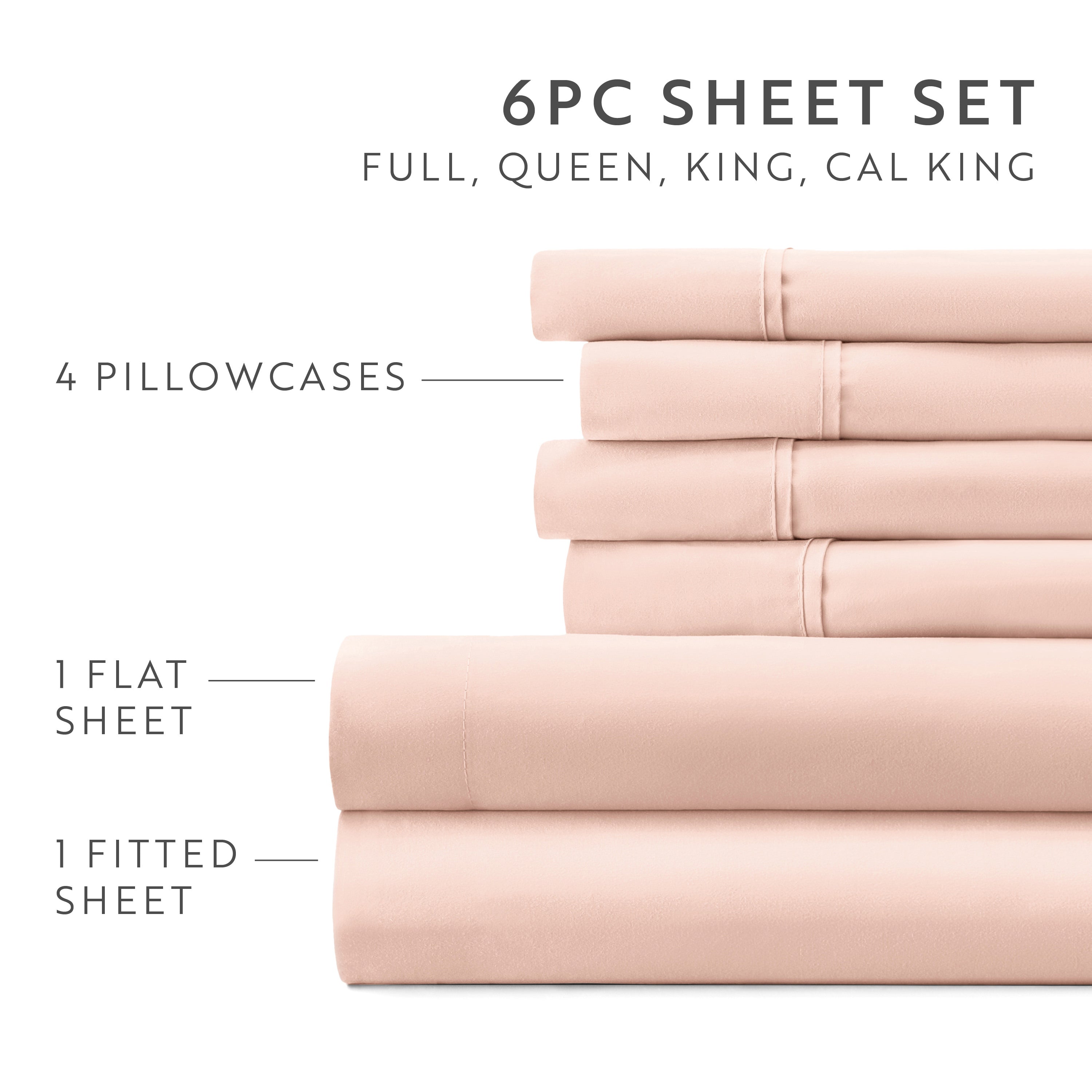 6-Piece Double Brushed Solid Sheet Set
