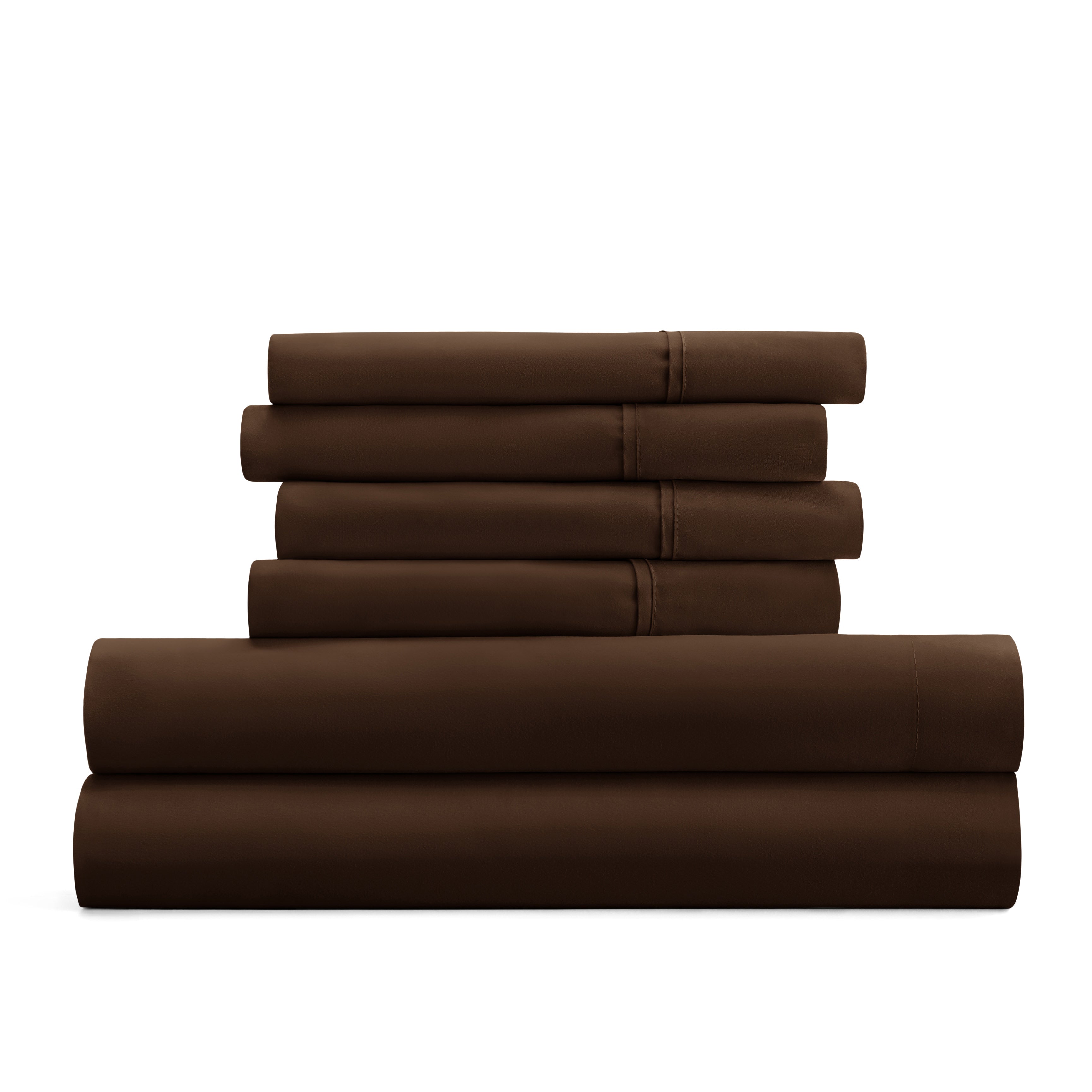 6-Piece Double Brushed Solid Sheet Set