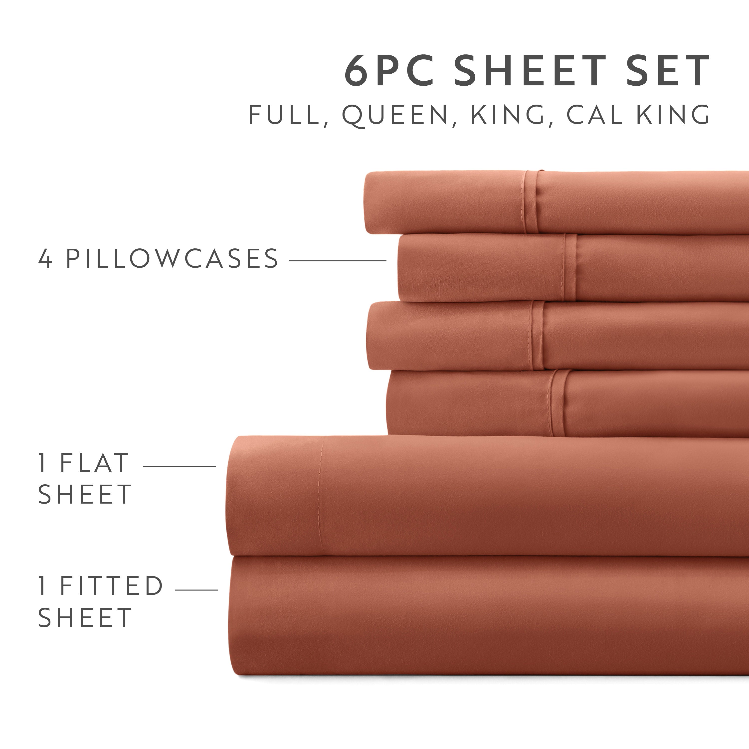 6-Piece Double Brushed Solid Sheet Set