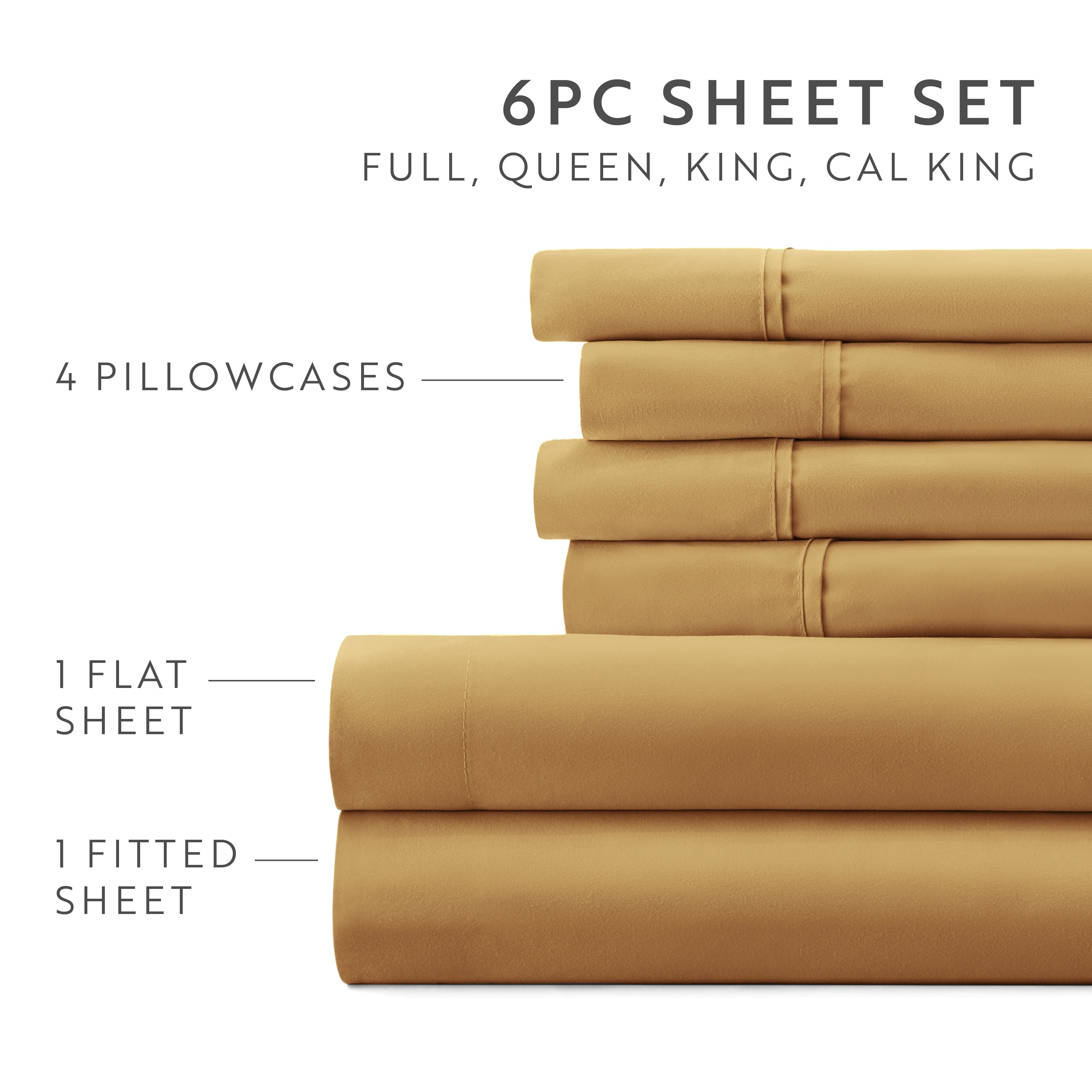 6-Piece Double Brushed Solid Sheet Set