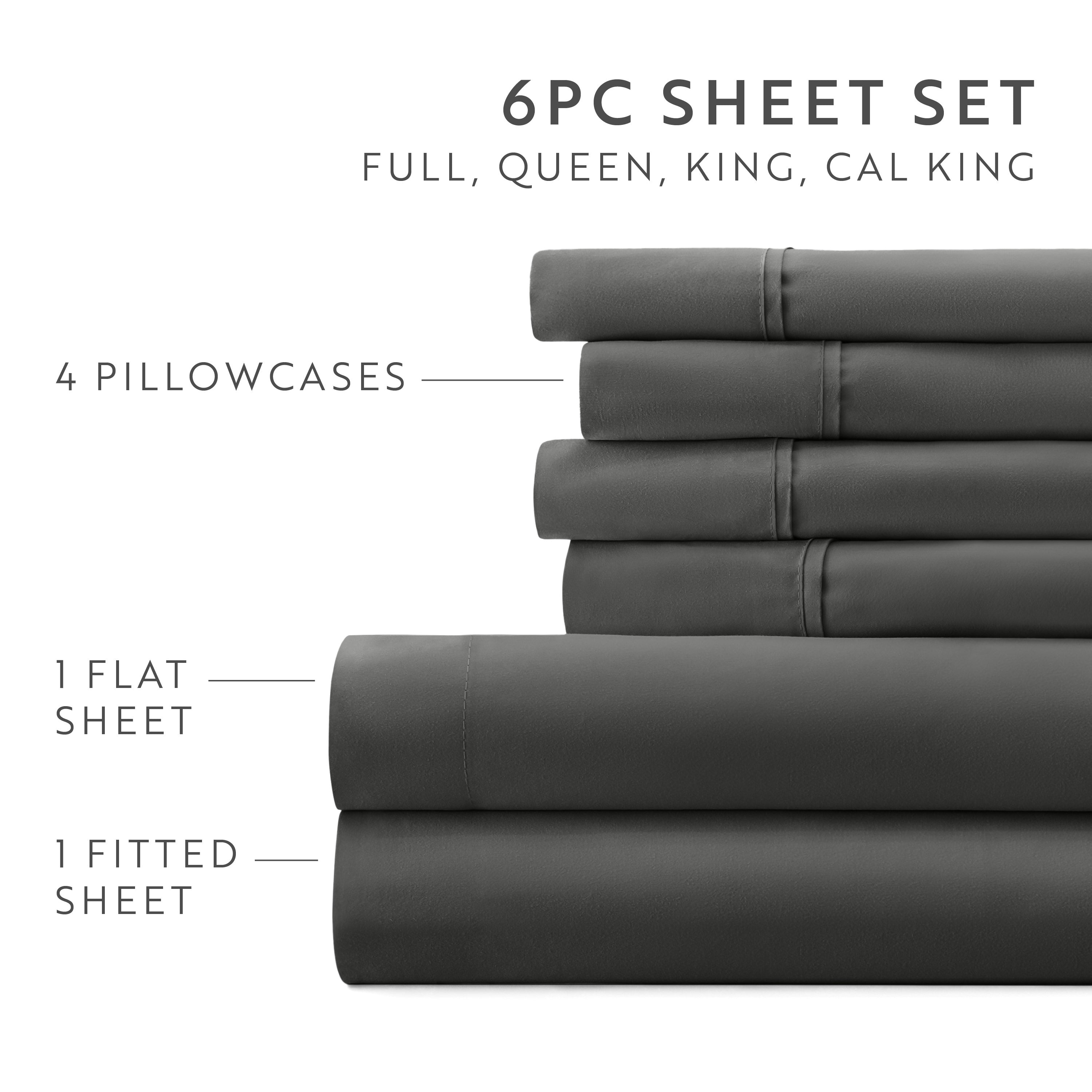 6-Piece Double Brushed Solid Sheet Set