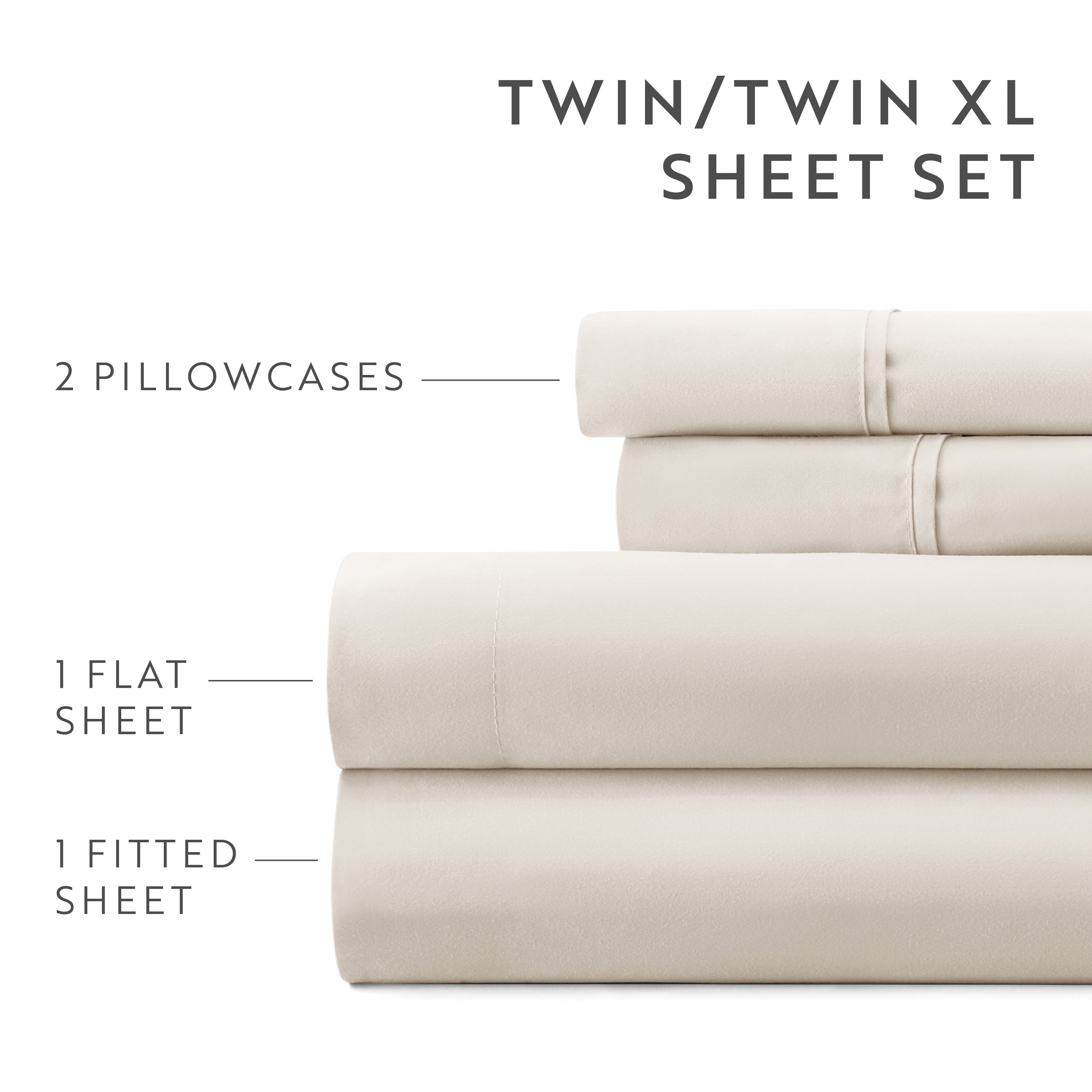 6-Piece Double Brushed Solid Sheet Set