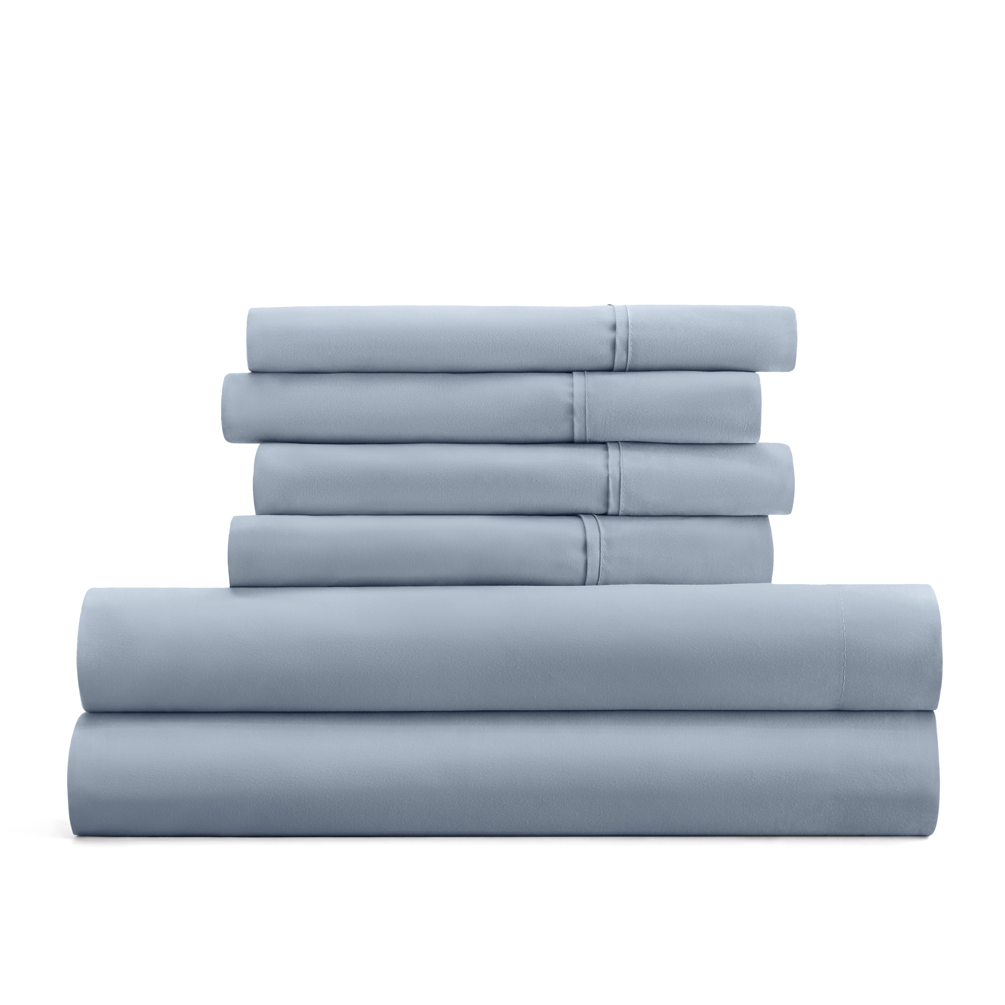 6-Piece Double Brushed Solid Sheet Set