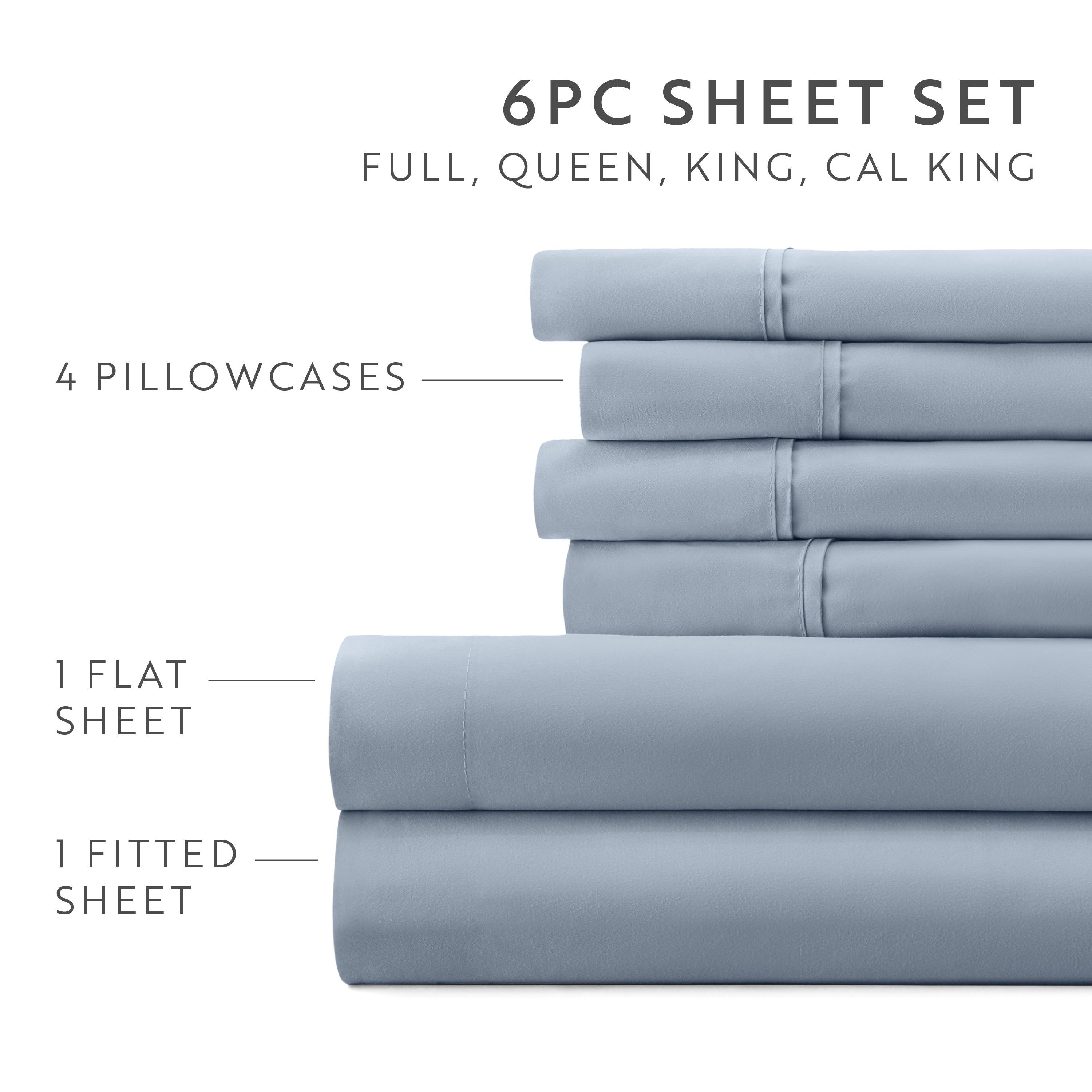 6-Piece Double Brushed Solid Sheet Set