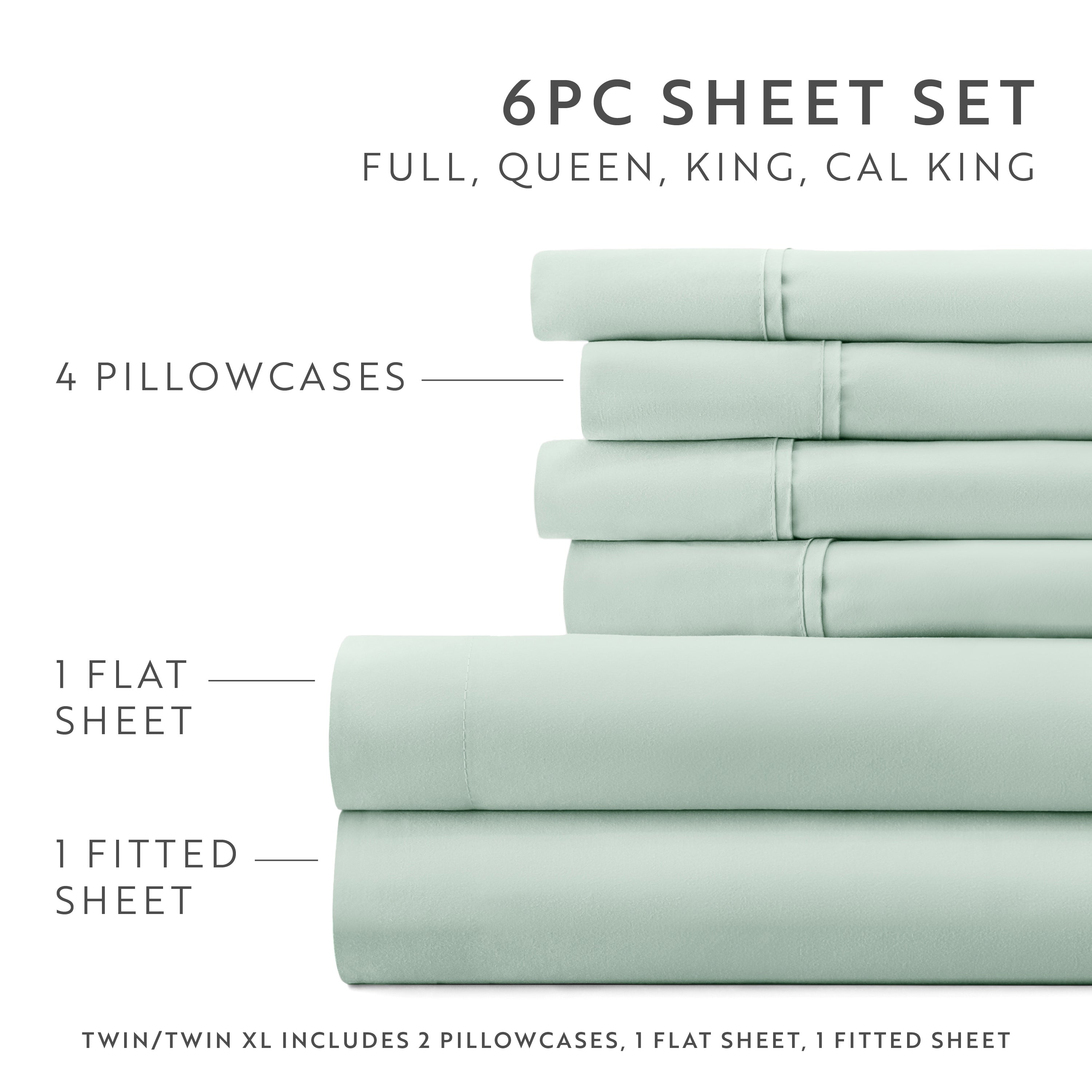 6-Piece Double Brushed Solid Sheet Set