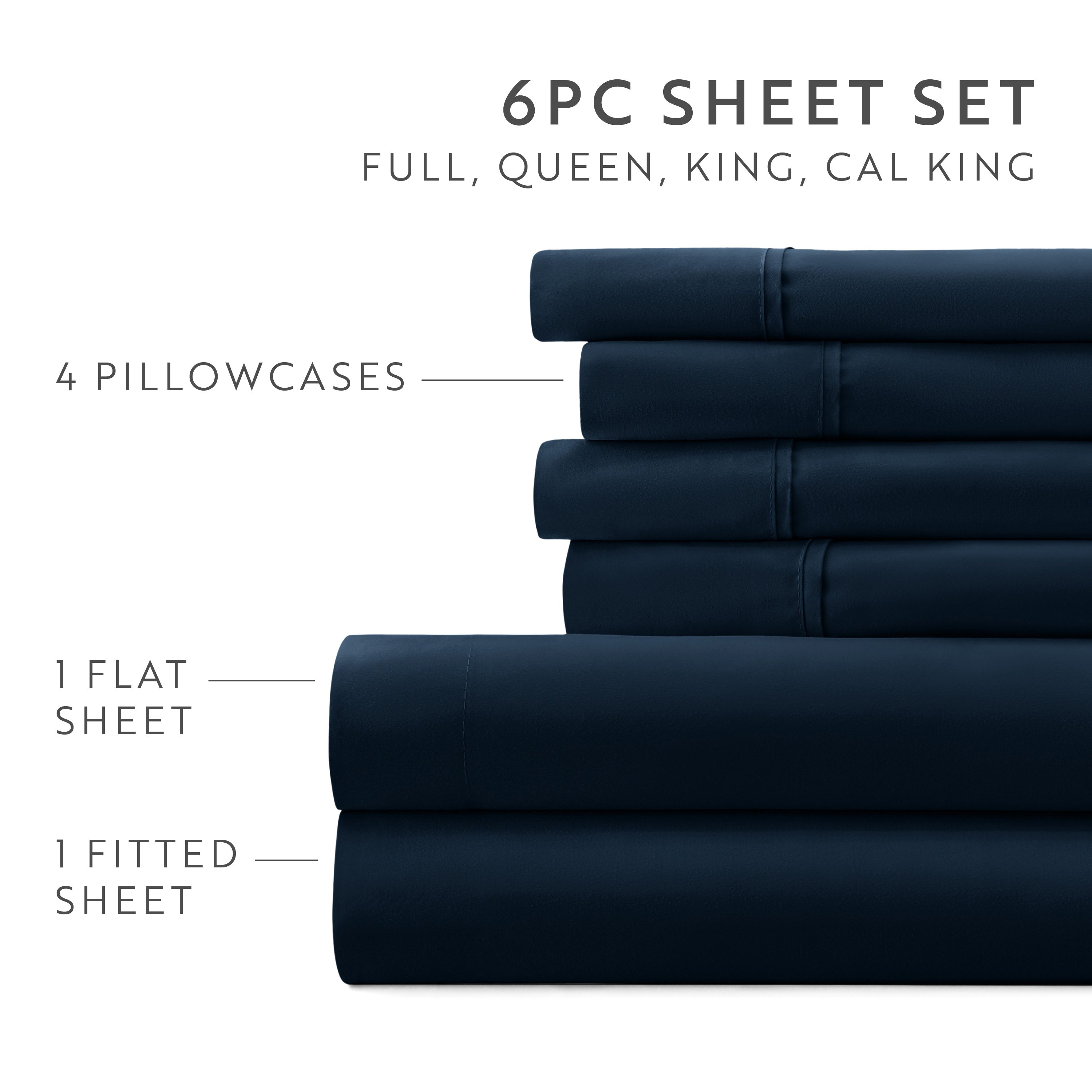 6-Piece Double Brushed Solid Sheet Set