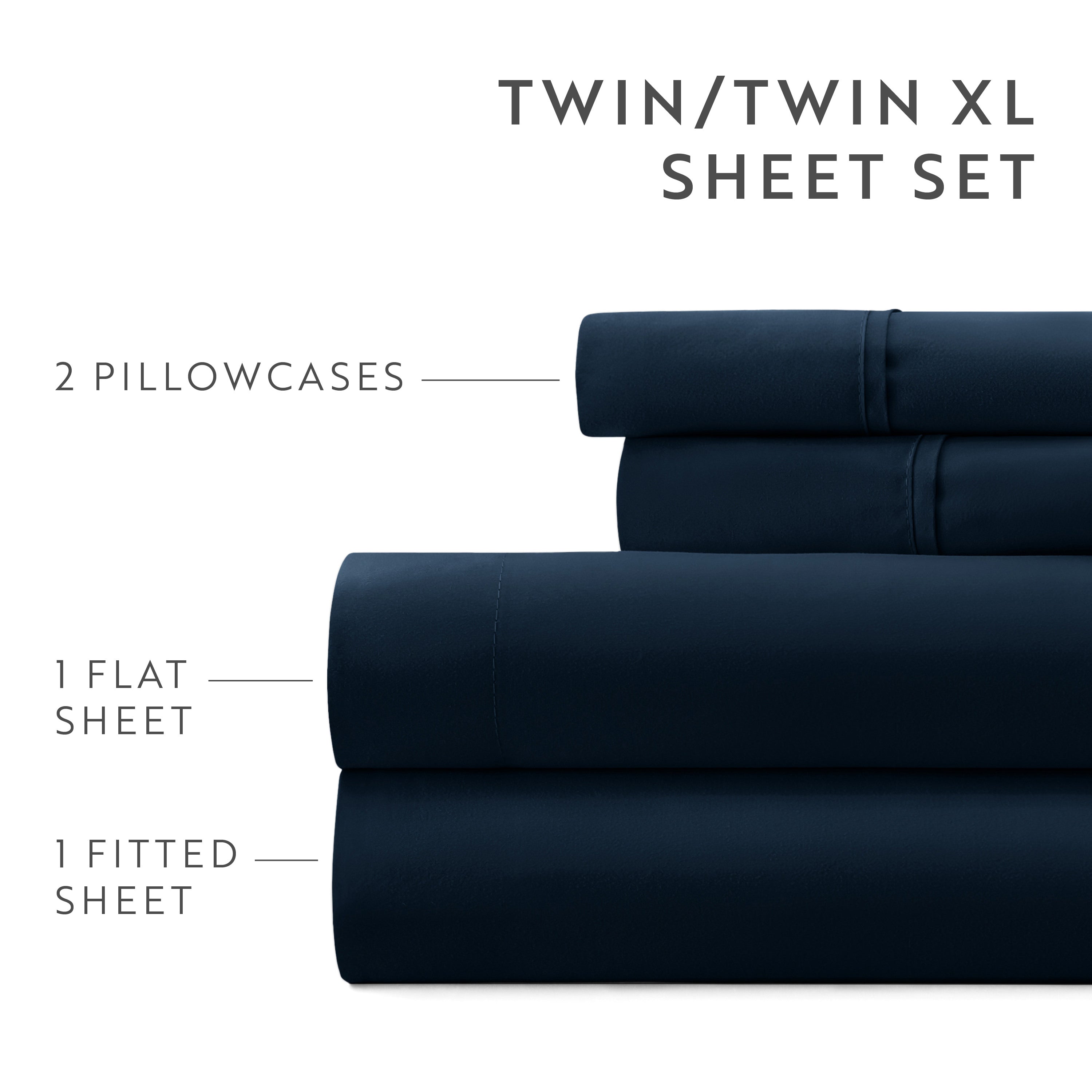 6-Piece Double Brushed Solid Sheet Set