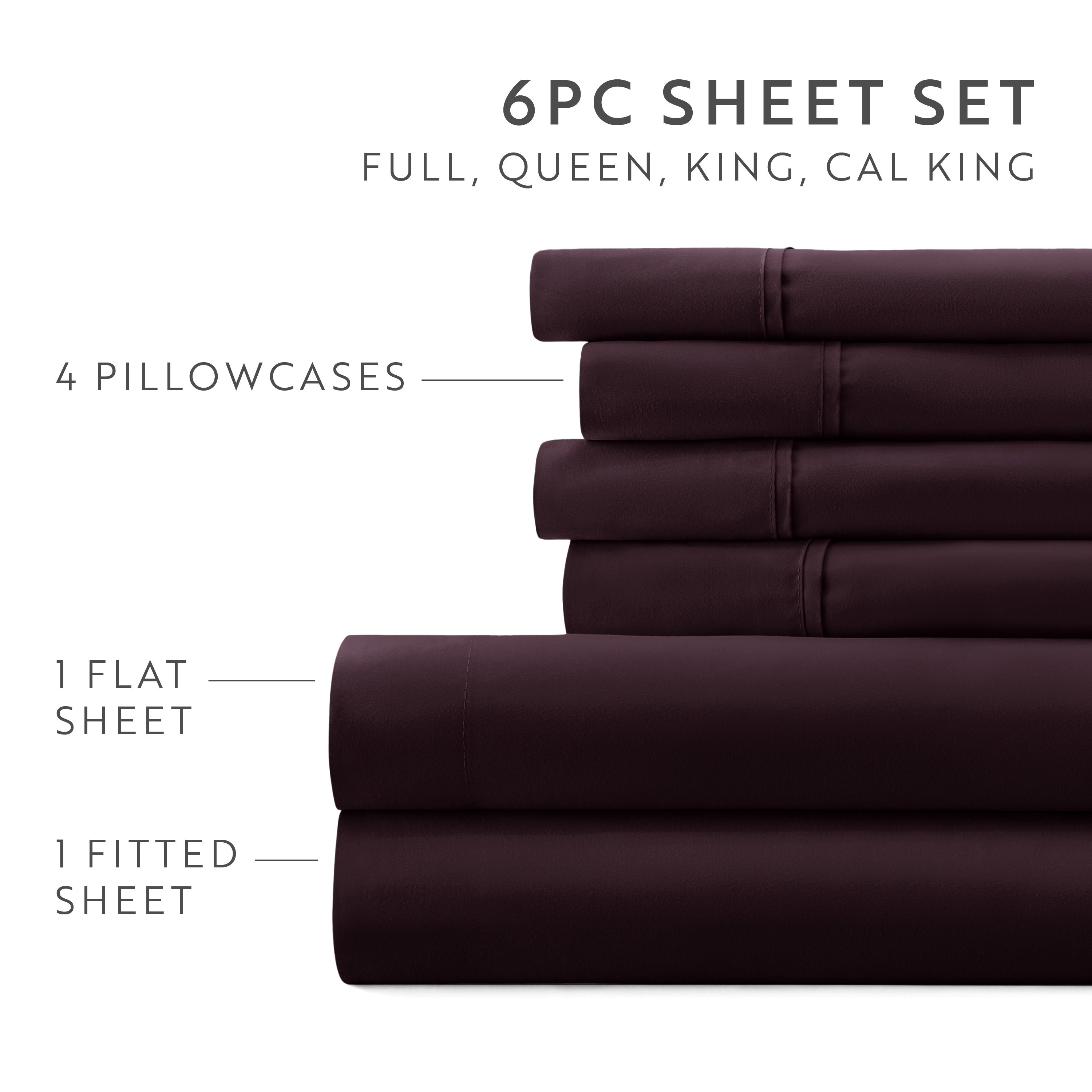 6-Piece Double Brushed Solid Sheet Set