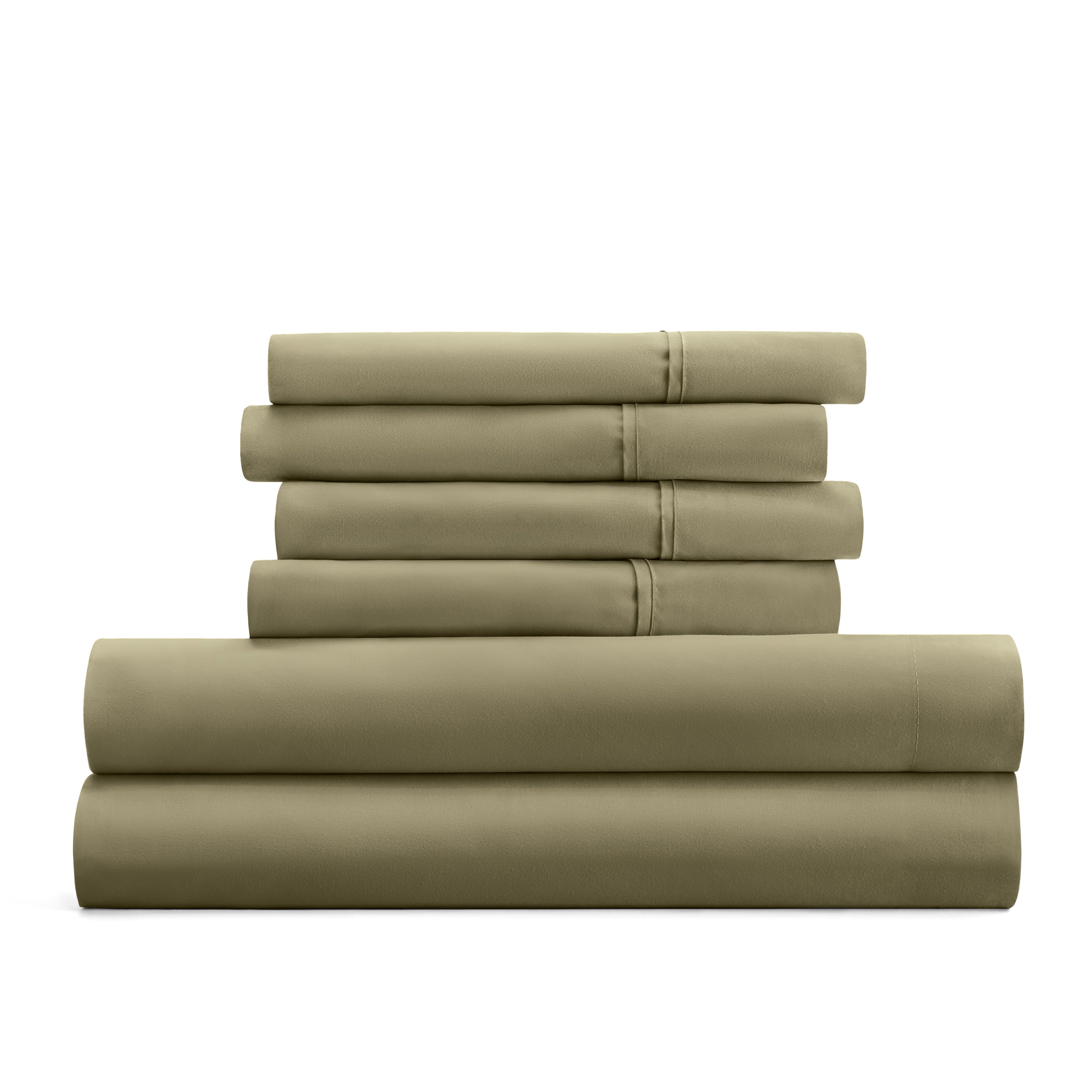 6-Piece Double Brushed Solid Sheet Set