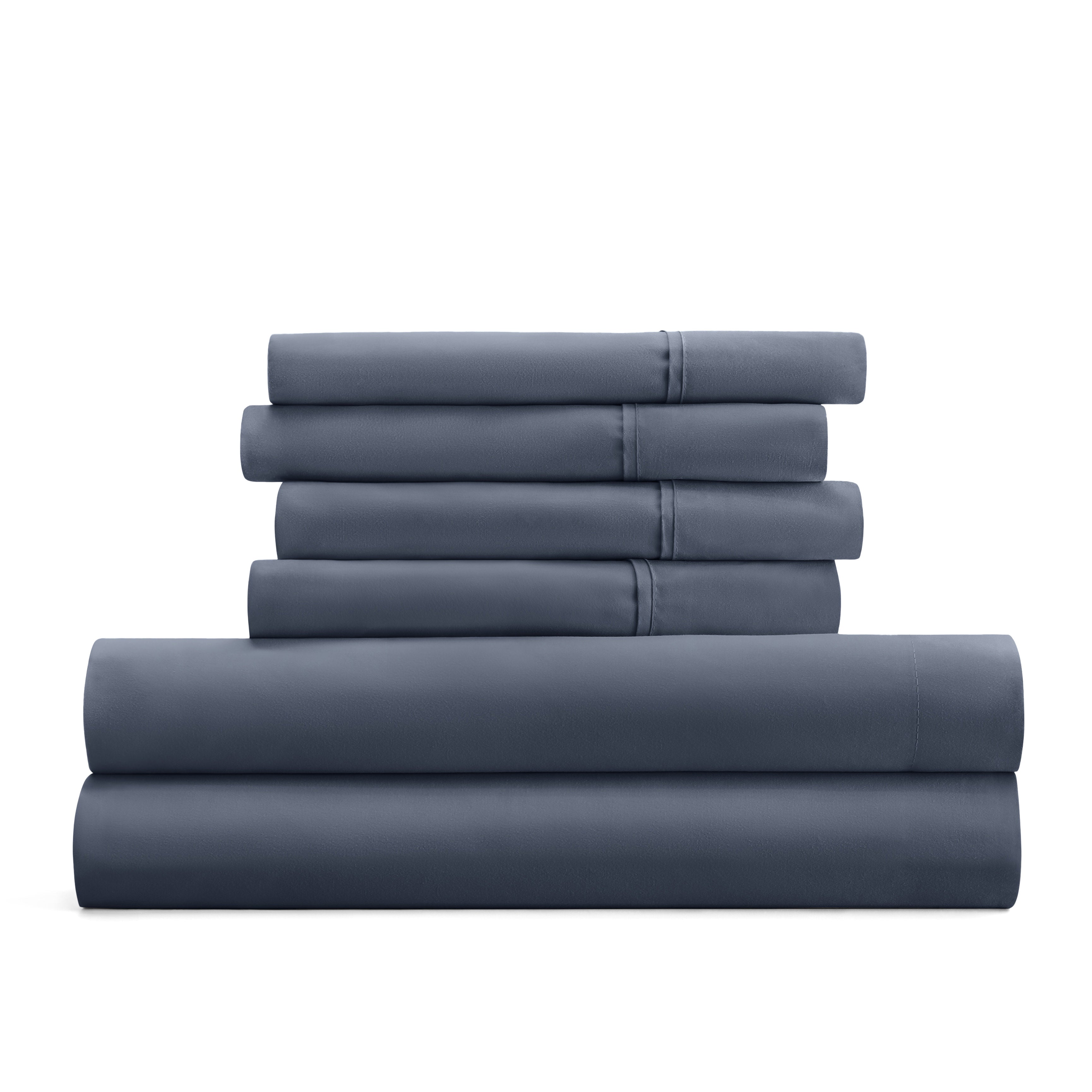 6-Piece Double Brushed Solid Sheet Set