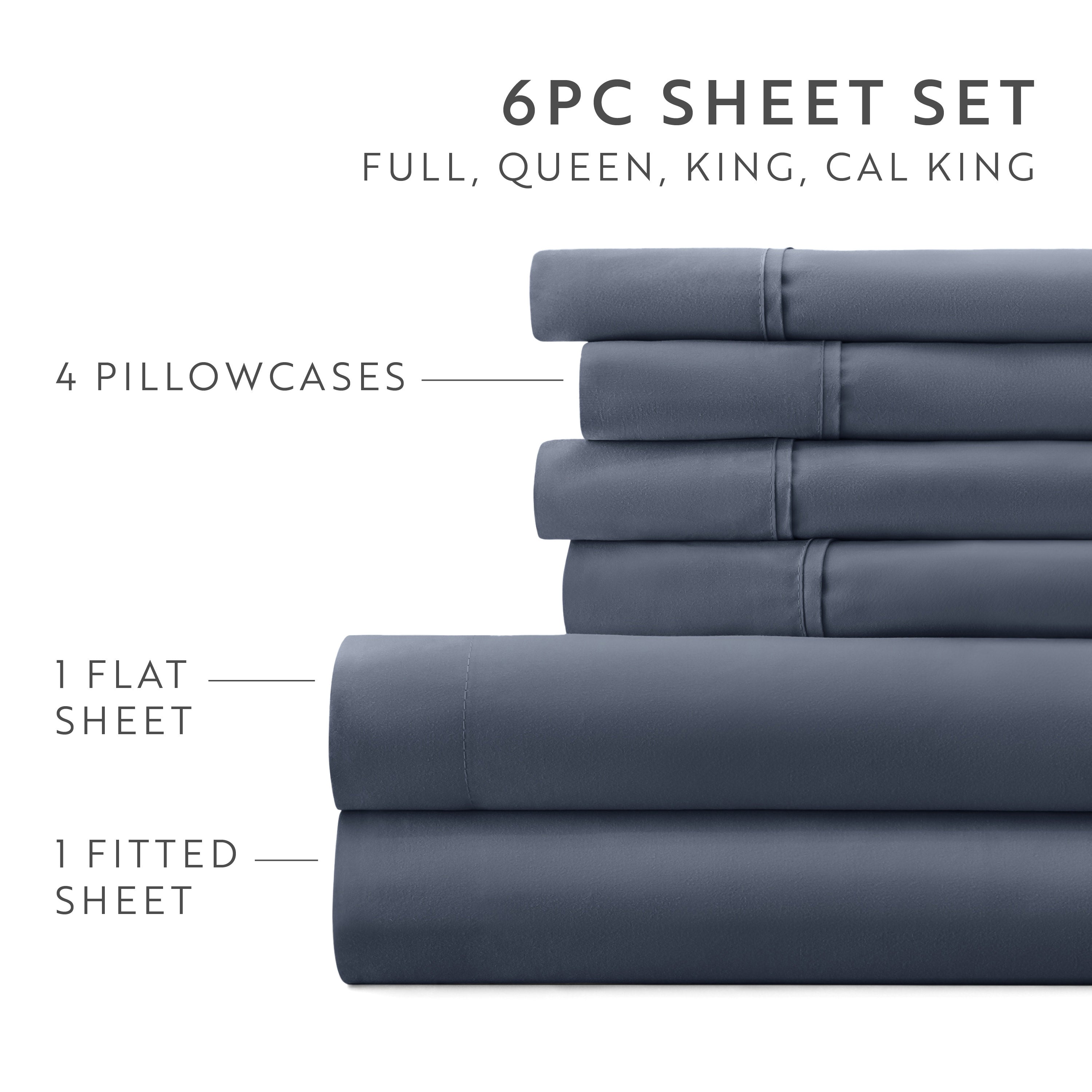 6-Piece Double Brushed Solid Sheet Set