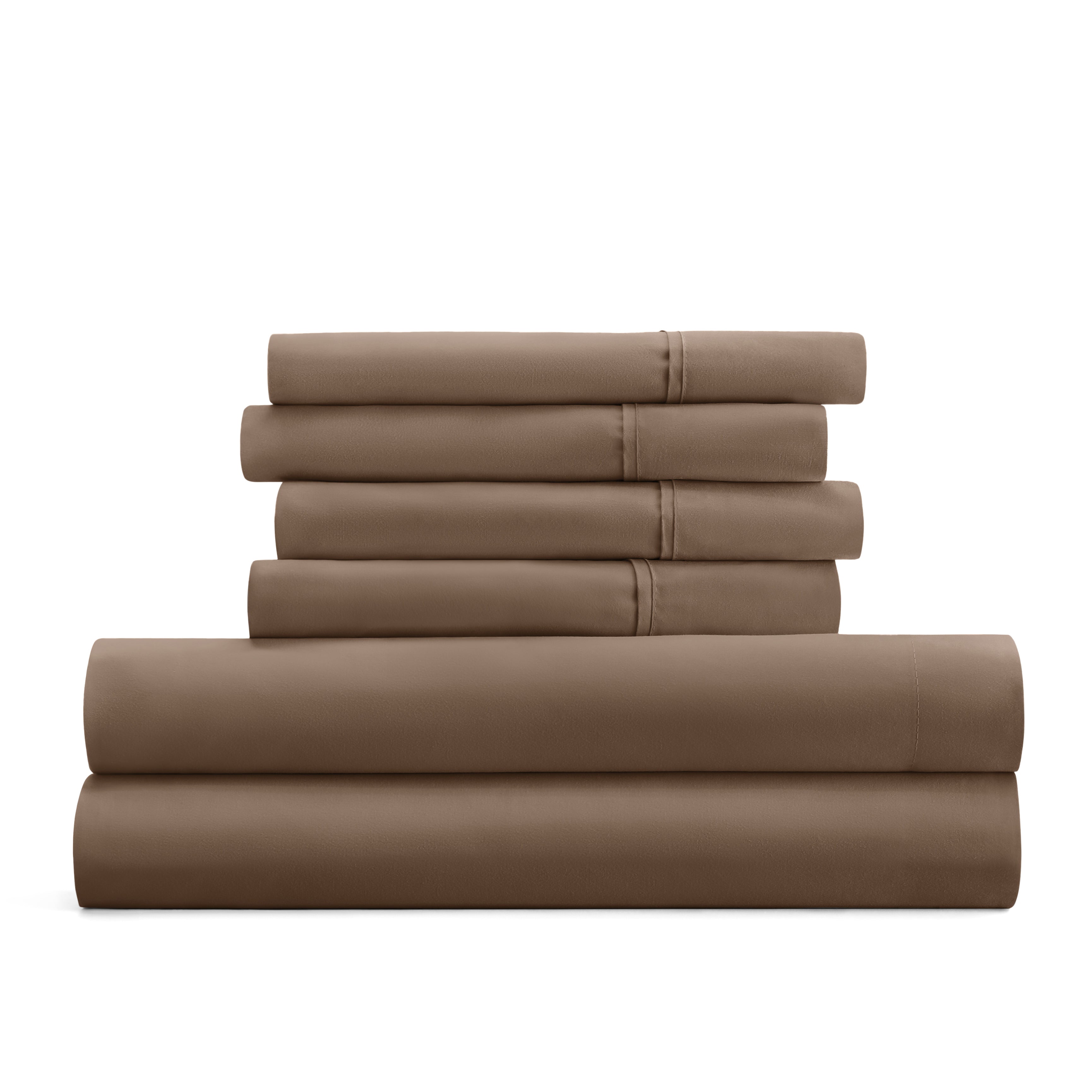 6-Piece Double Brushed Solid Sheet Set