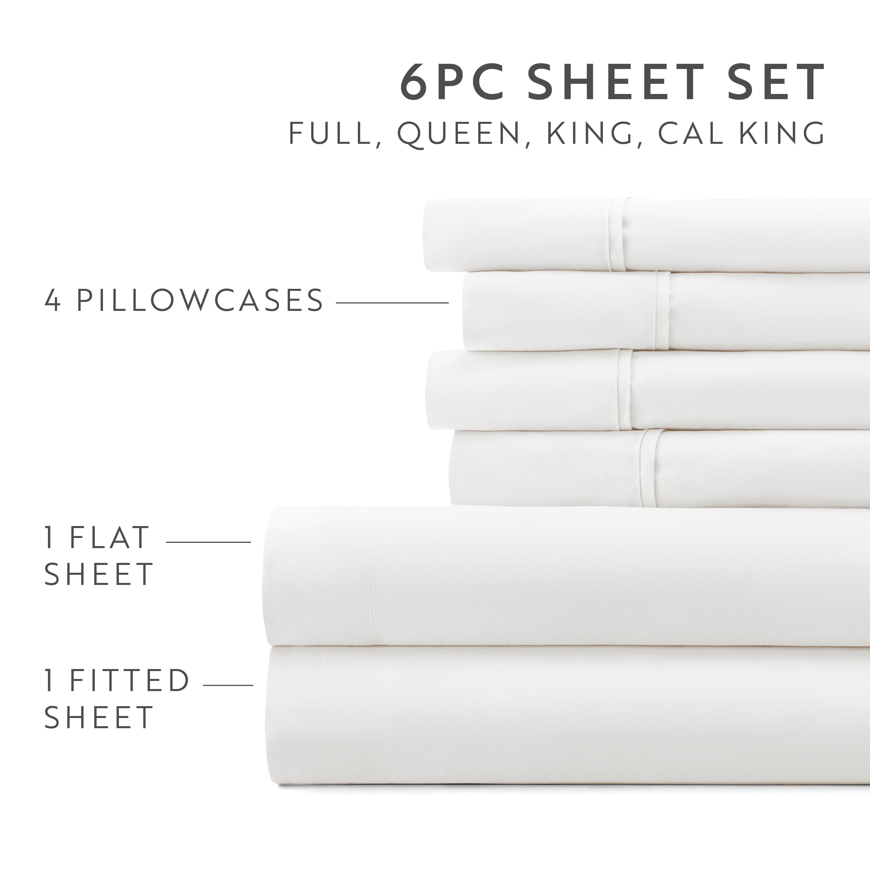 6-Piece Double Brushed Solid Sheet Set