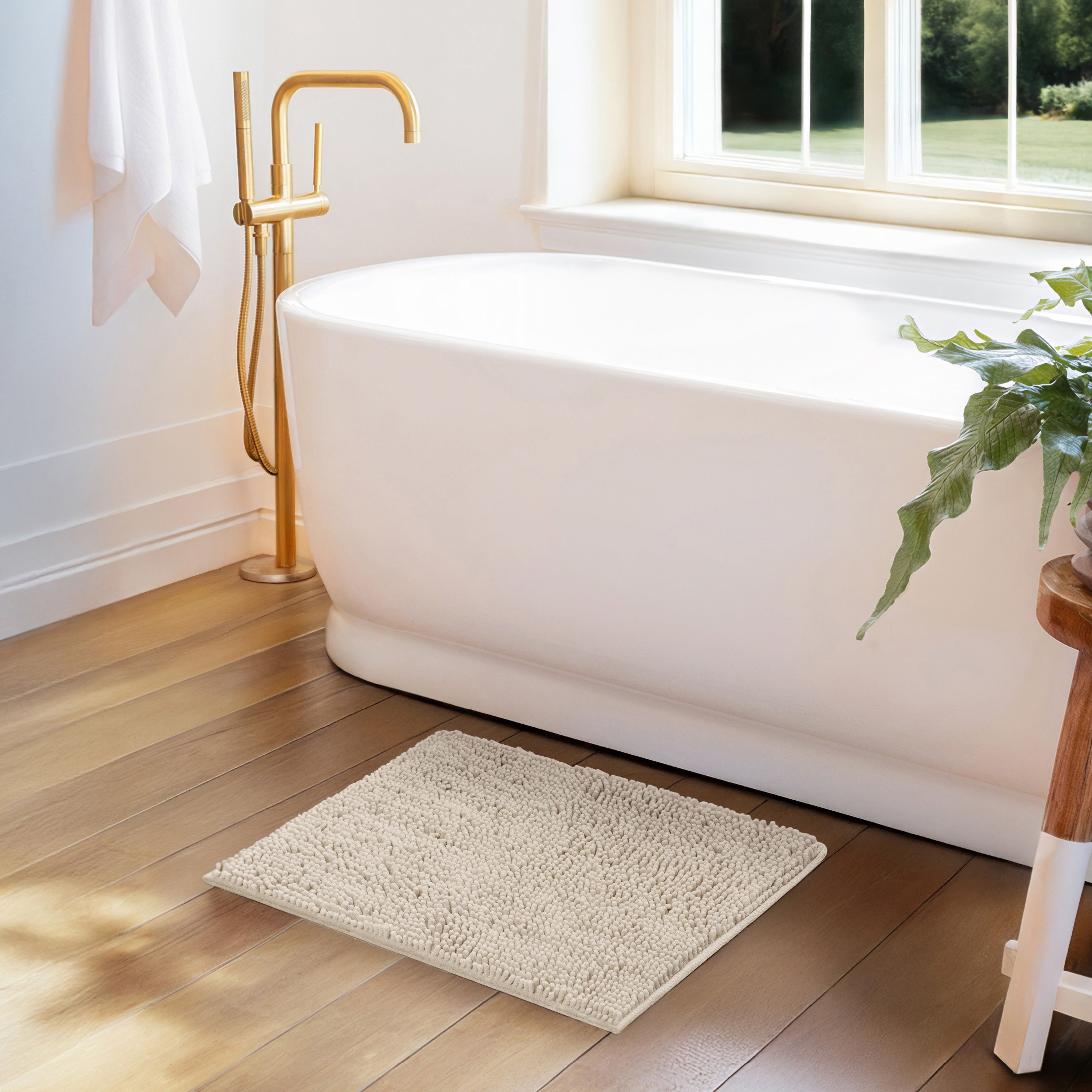 Ultra-Plush Bath Mat, Soft and Absorbent Chenille with Anti-Skid Rubber Backing