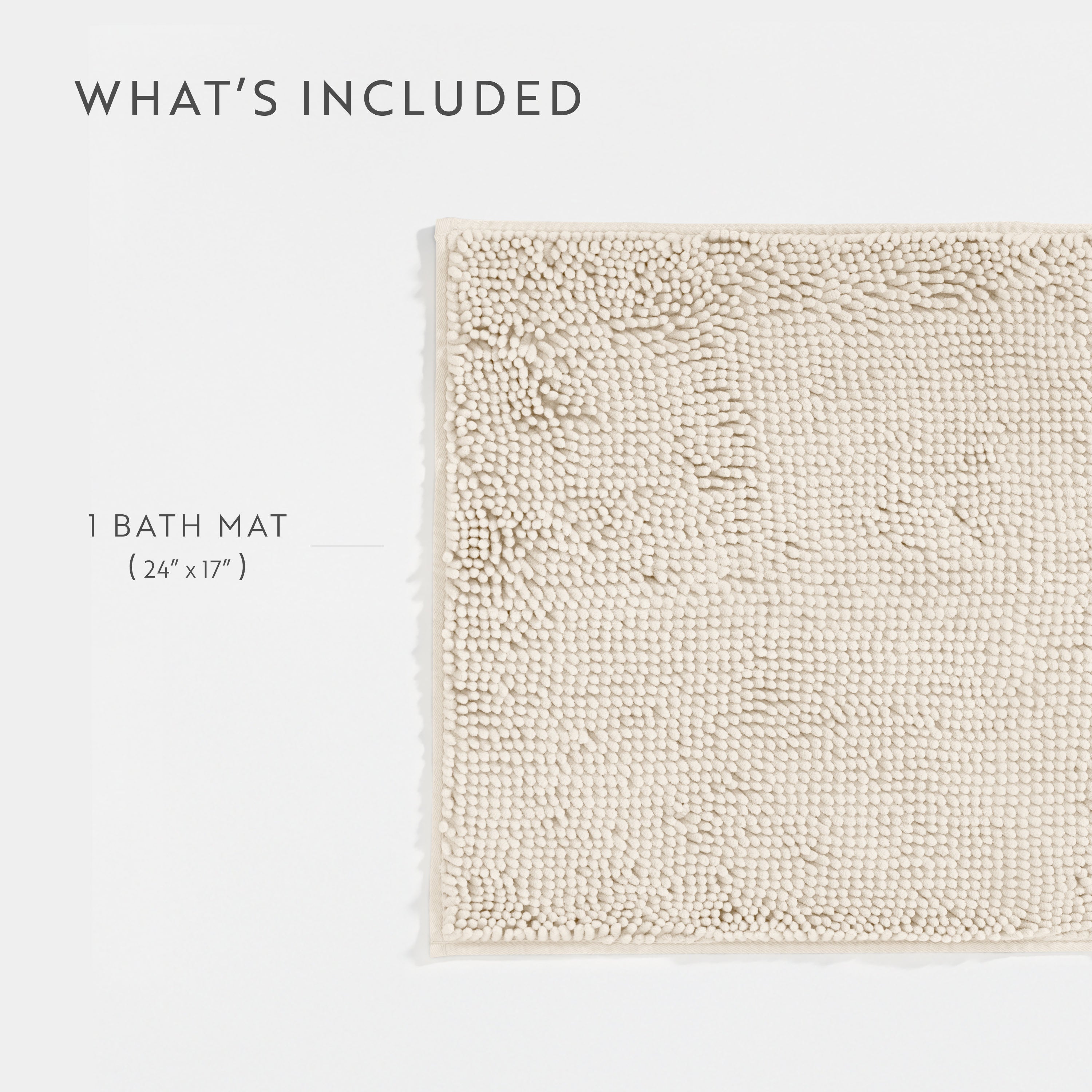 Ultra-Plush Bath Mat, Soft and Absorbent Chenille with Anti-Skid Rubber Backing