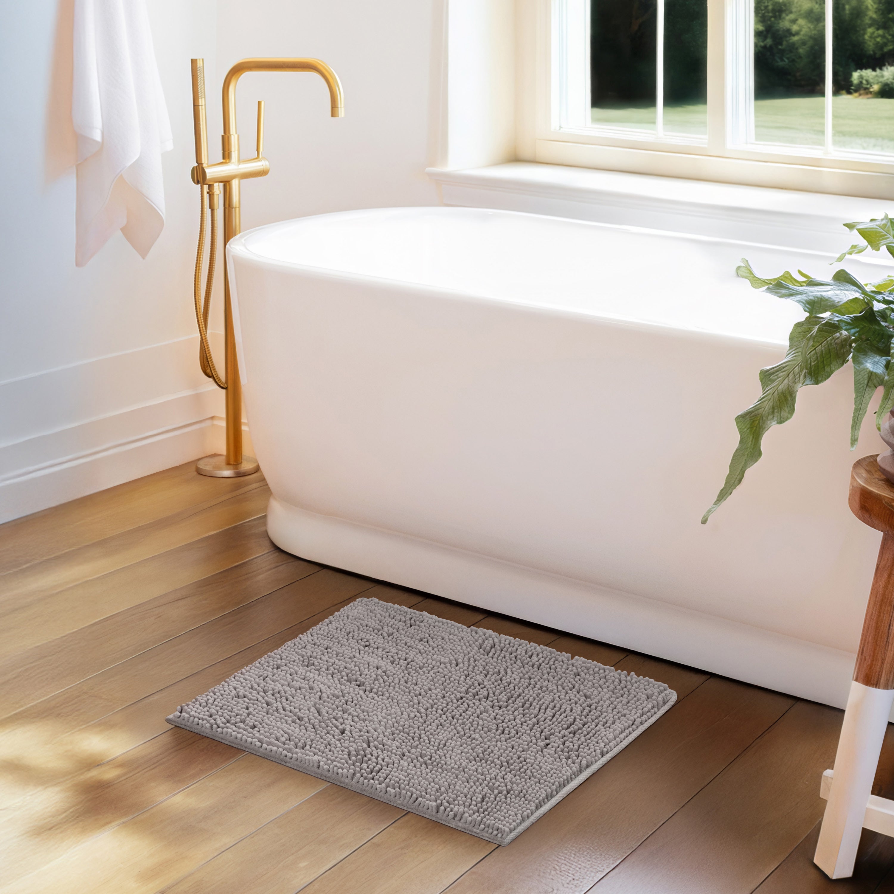 Ultra-Plush Bath Mat, Soft and Absorbent Chenille with Anti-Skid Rubber Backing