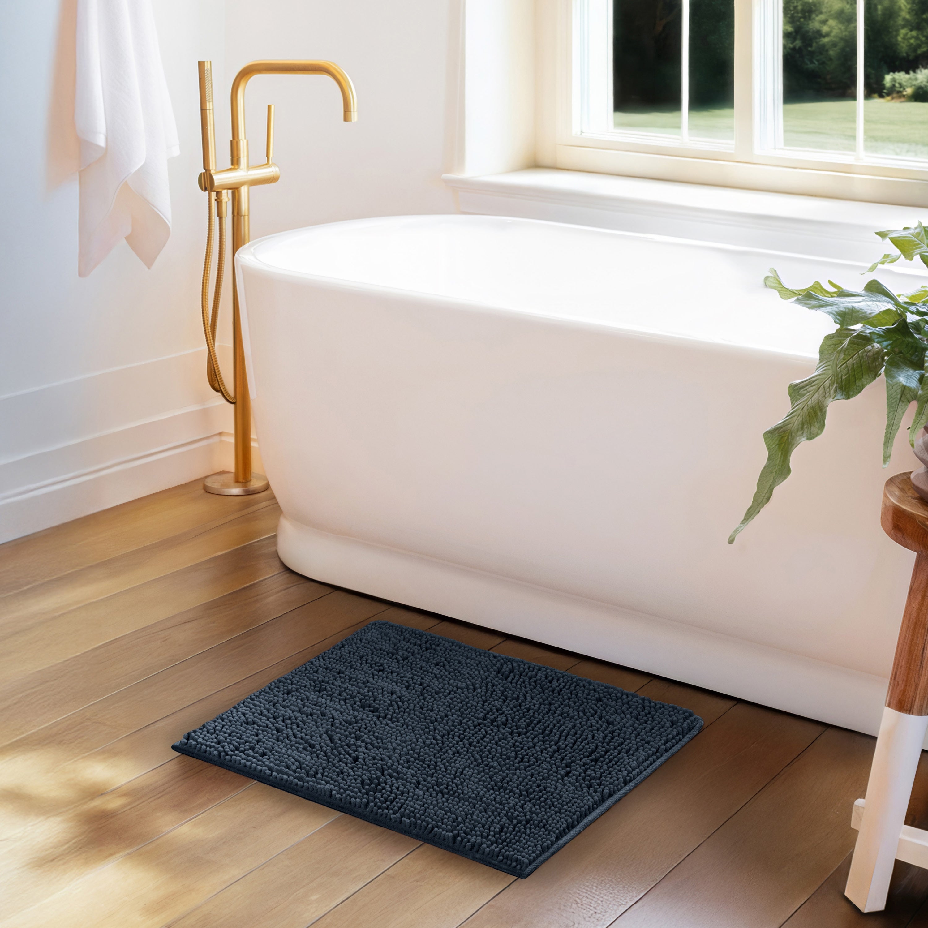 Ultra-Plush Bath Mat, Soft and Absorbent Chenille with Anti-Skid Rubber Backing