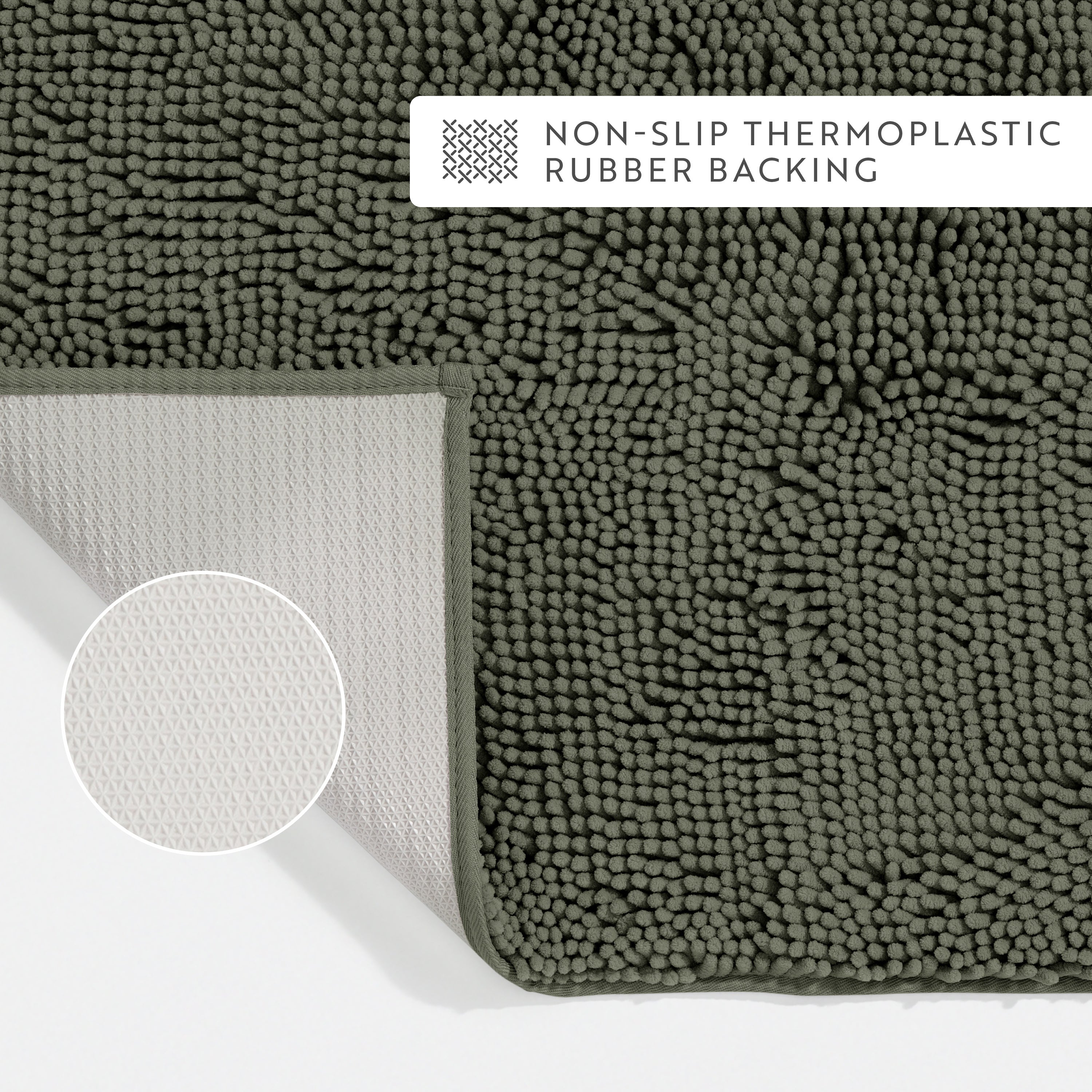 Ultra-Plush Bath Mat, Soft and Absorbent Chenille with Anti-Skid Rubber Backing