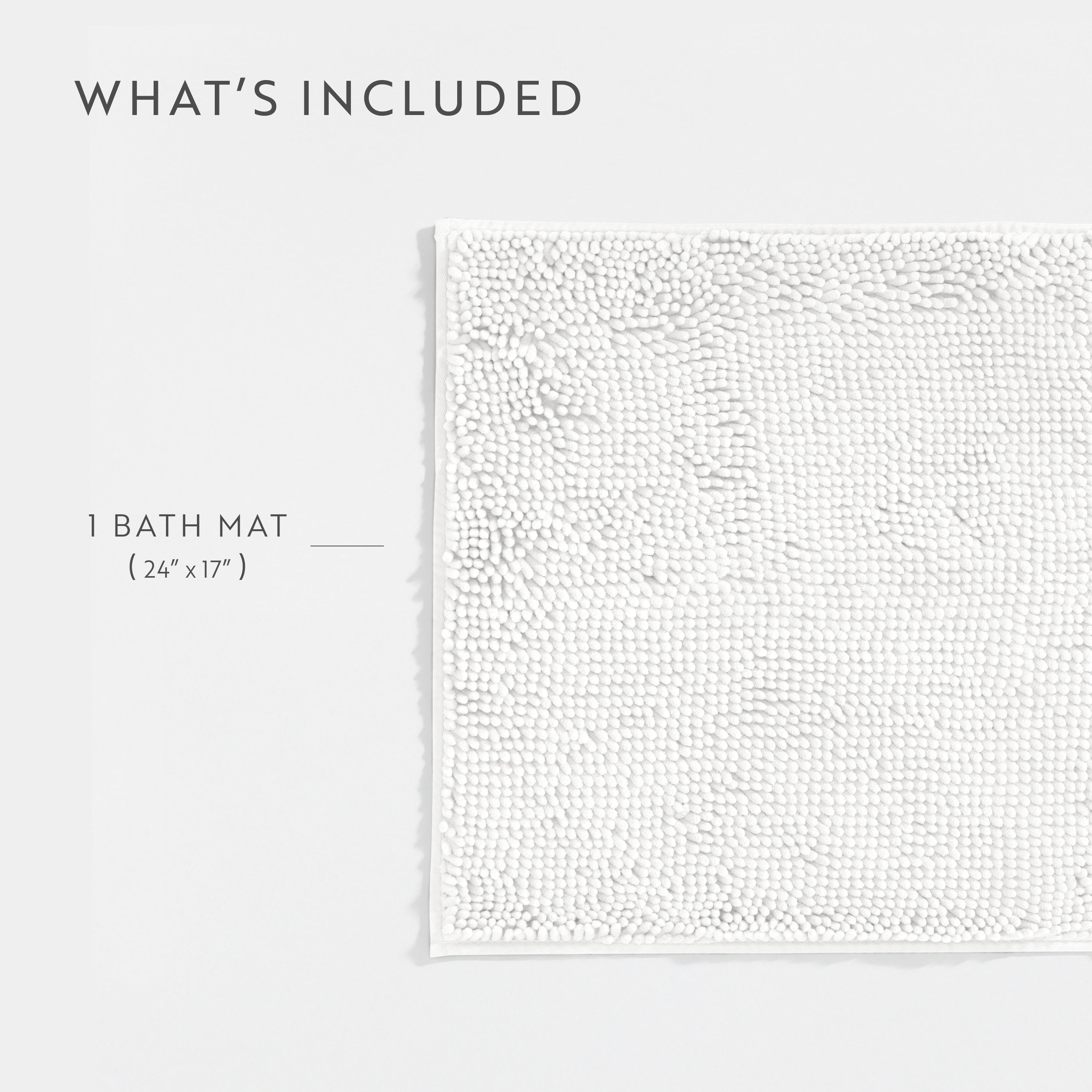 Ultra-Plush Bath Mat, Soft and Absorbent Chenille with Anti-Skid Rubber Backing