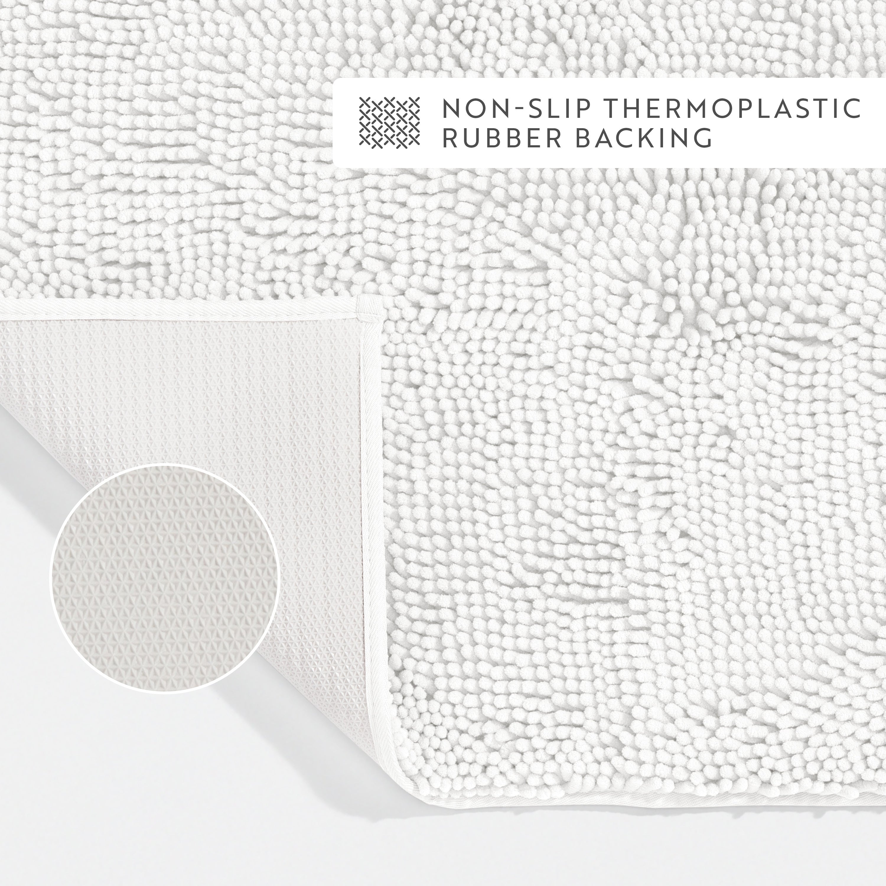 Ultra-Plush Bath Mat, Soft and Absorbent Chenille with Anti-Skid Rubber Backing