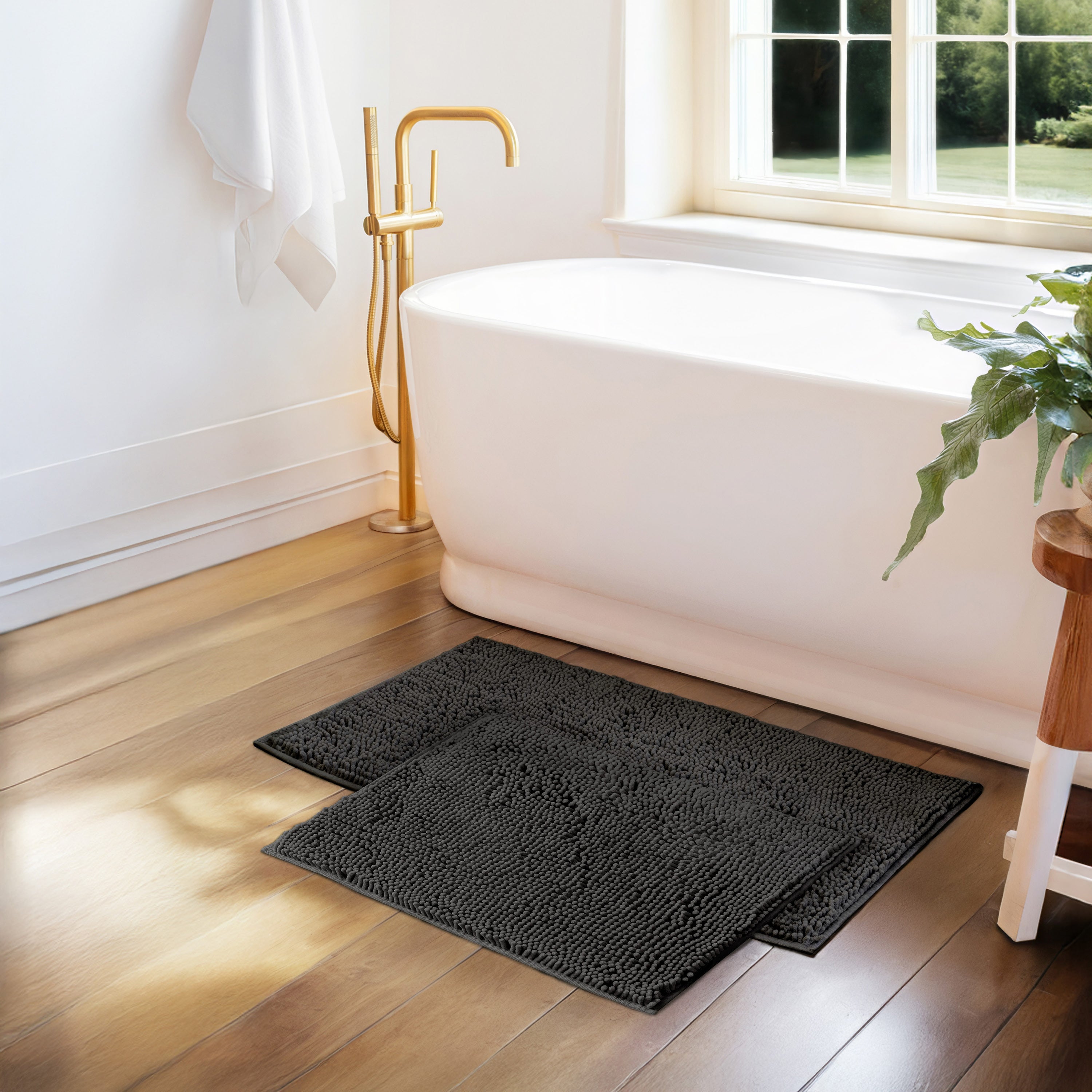 Ultra-Plush Bath Mat, Soft and Absorbent Chenille with Anti-Skid Rubber Backing