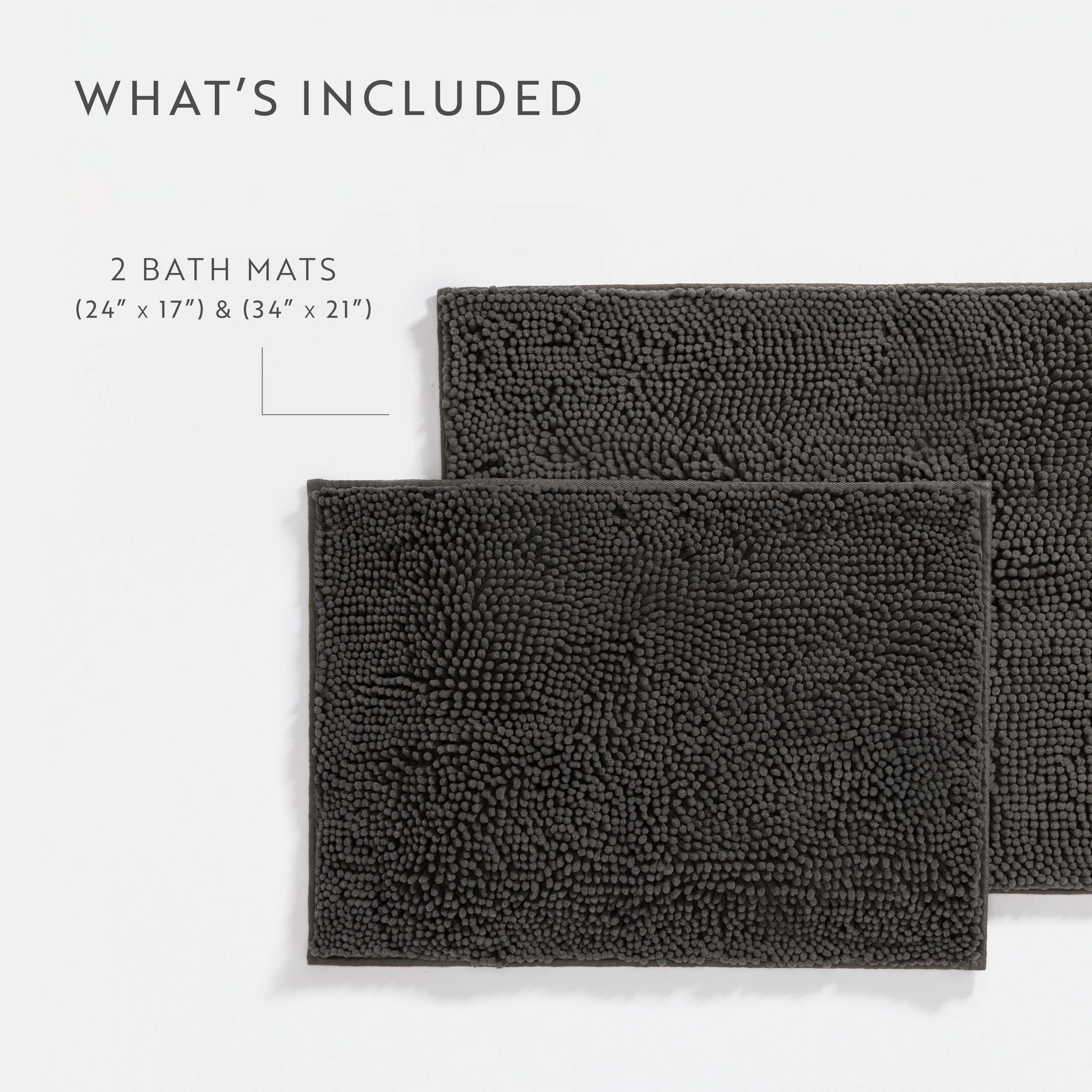 Ultra-Plush Bath Mat, Soft and Absorbent Chenille with Anti-Skid Rubber Backing