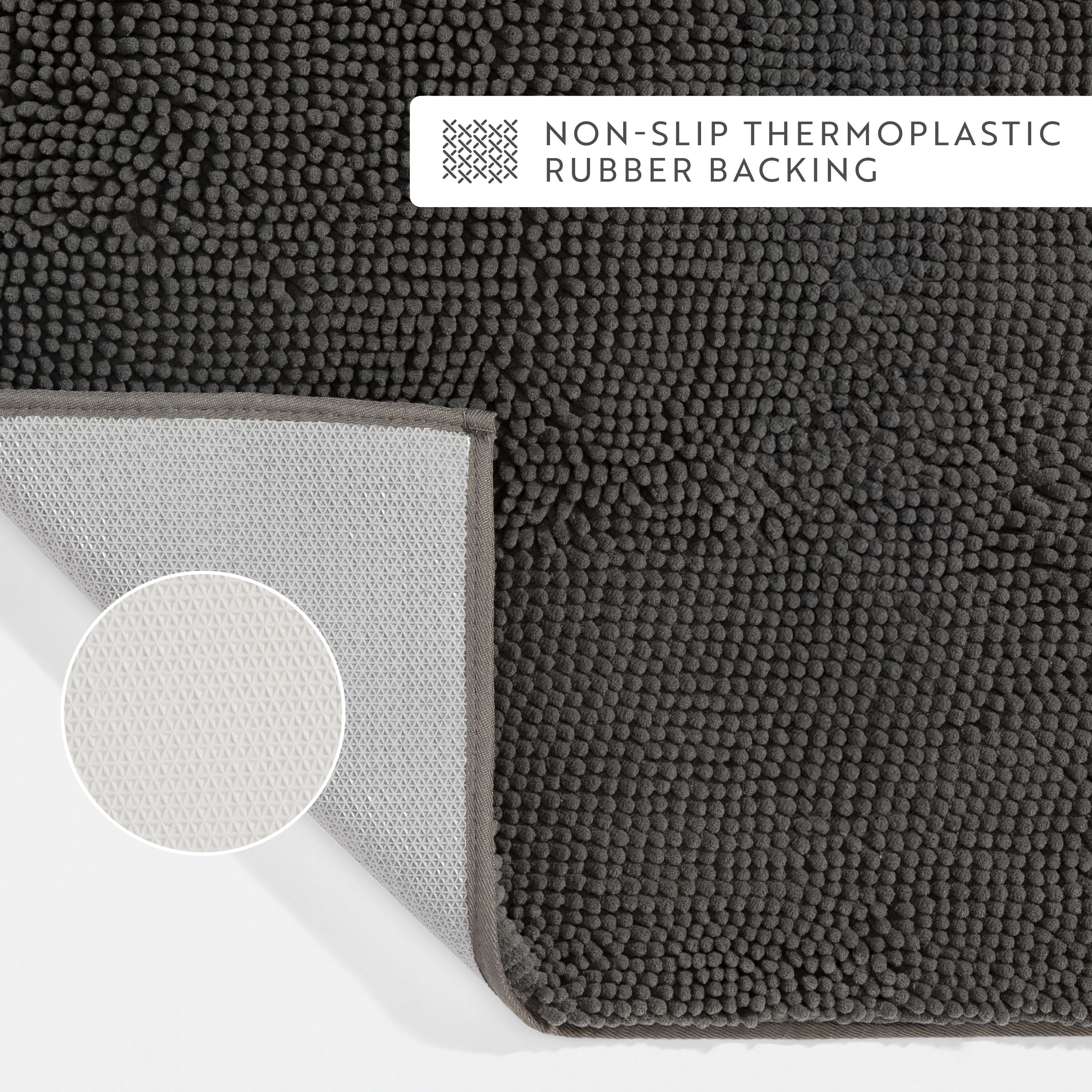 Ultra-Plush Bath Mat, Soft and Absorbent Chenille with Anti-Skid Rubber Backing