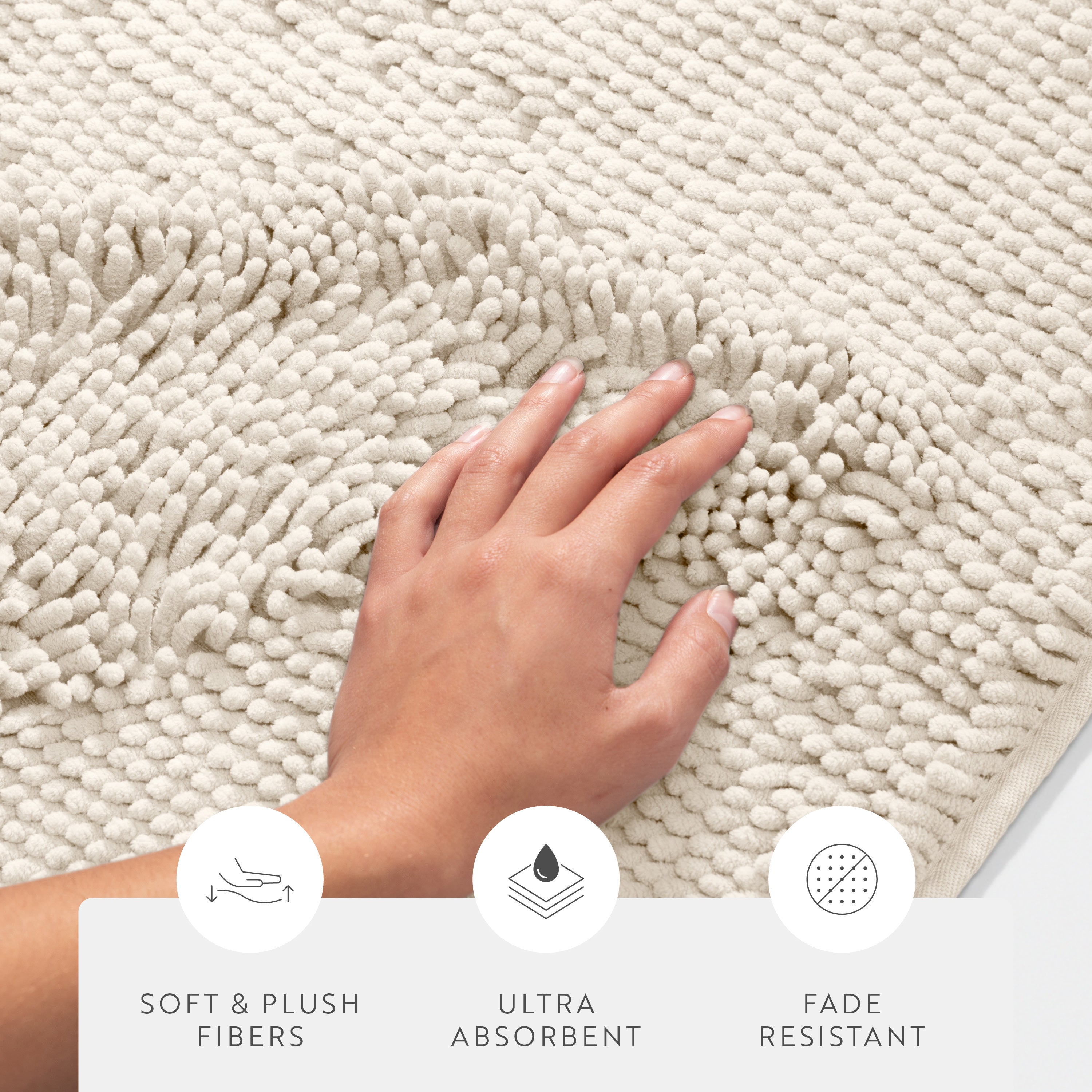 Ultra-Plush Bath Mat, Soft and Absorbent Chenille with Anti-Skid Rubber Backing