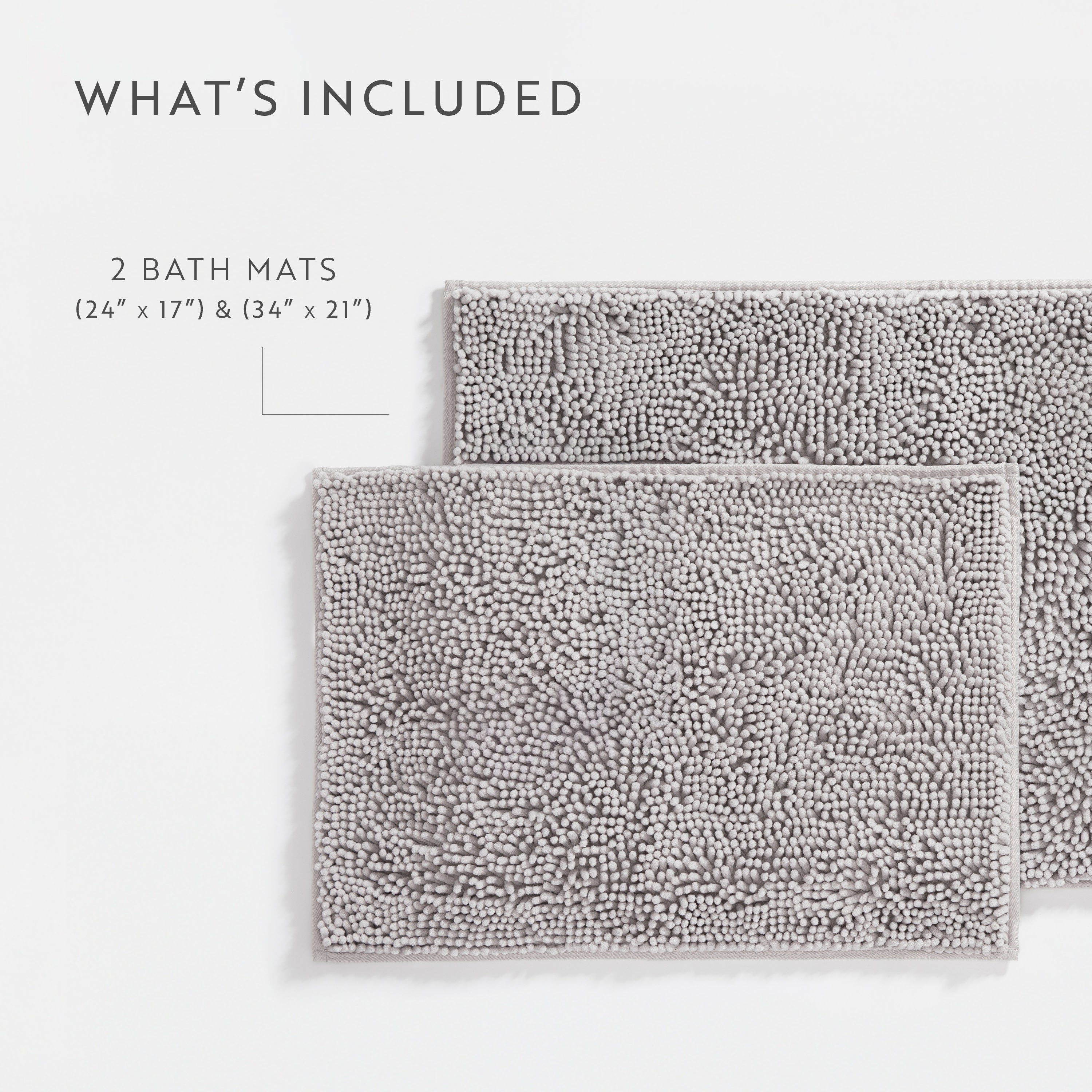 Ultra-Plush Bath Mat, Soft and Absorbent Chenille with Anti-Skid Rubber Backing